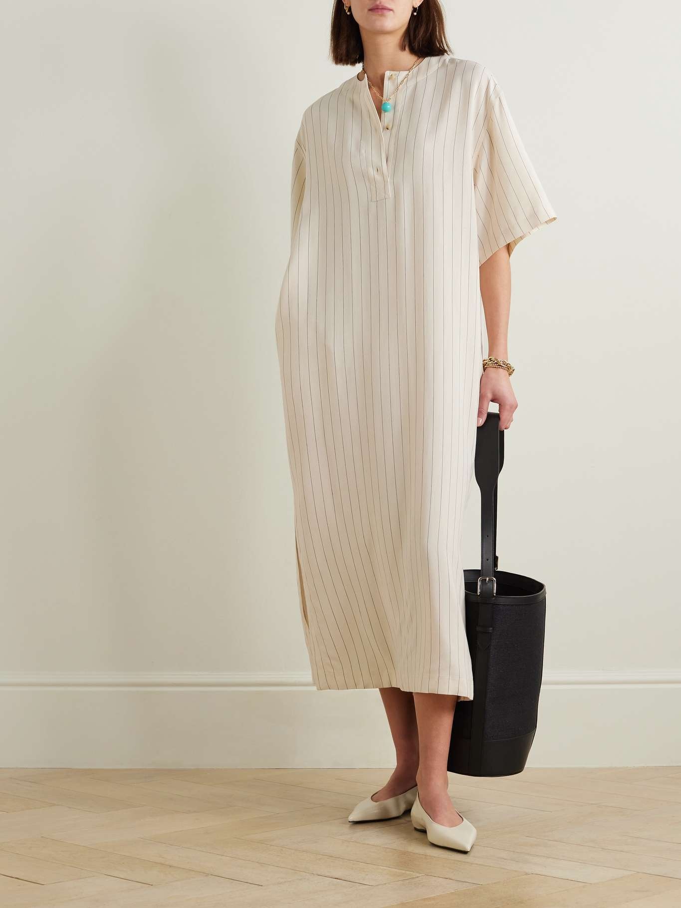 Pinstriped crepe midi dress - 2