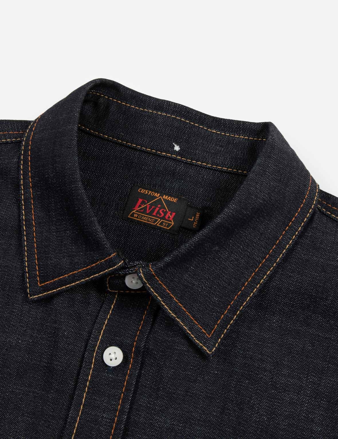 KUMADORI DARUMA DAICOCK PRINT REGULAR FIT DENIM SHIRT - 10