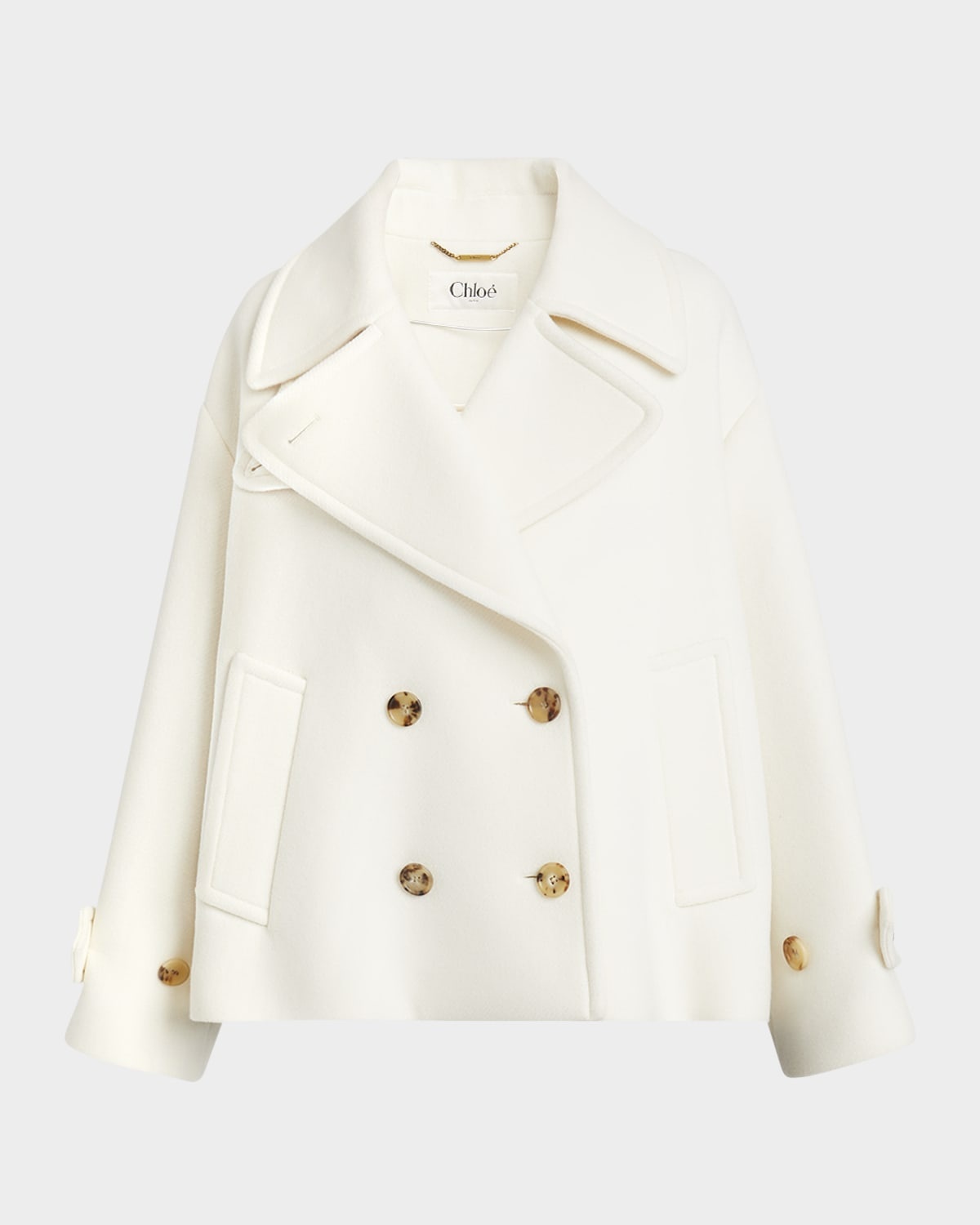 Chloé Double-Breasted Soft Wool Pea Coat | neimanmarcus