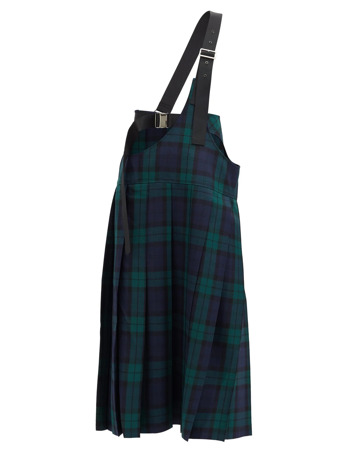 Shoulder-strap pleated tartan wool kilt - 1