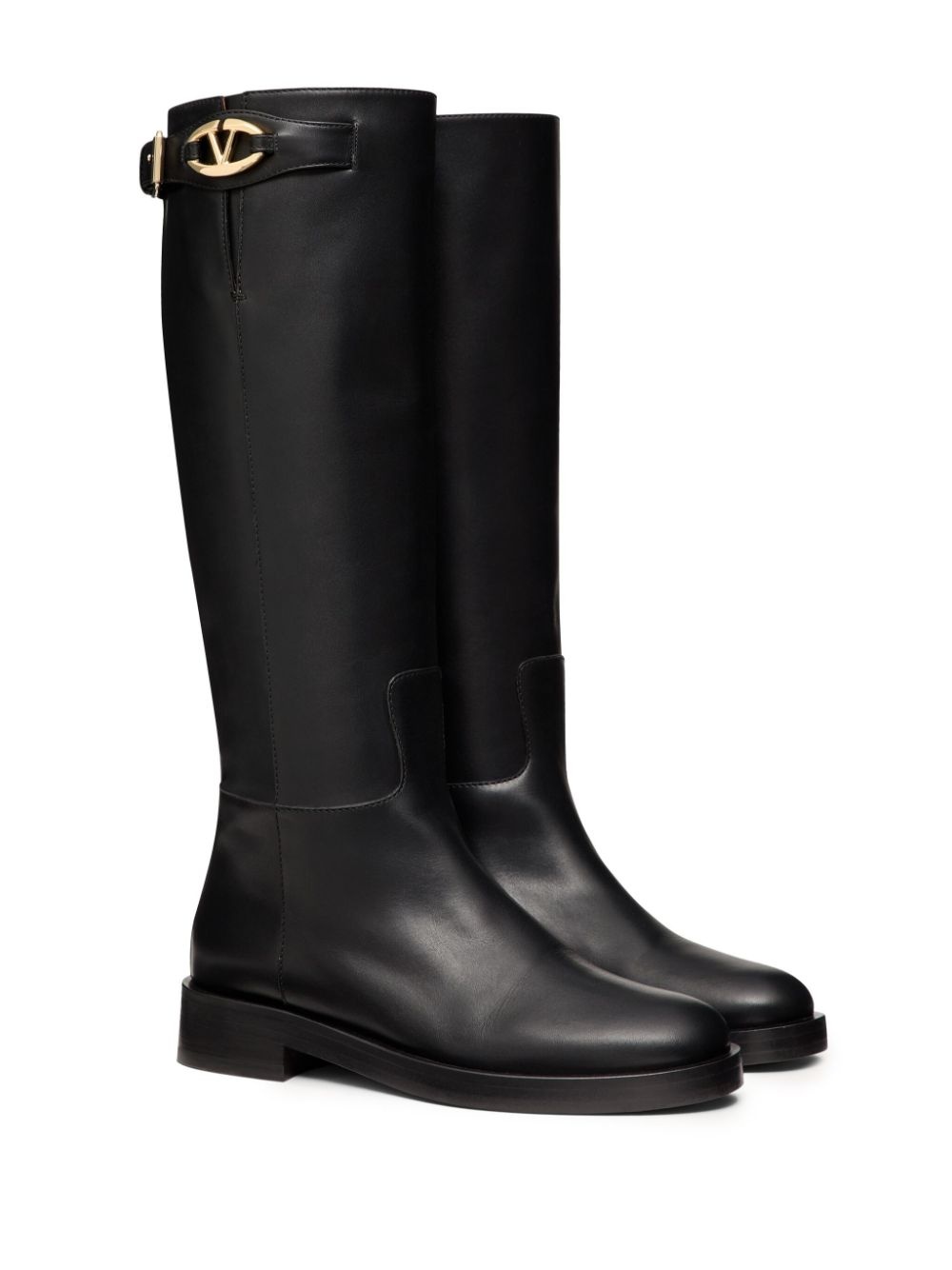 VLogo leather knee boots - 2