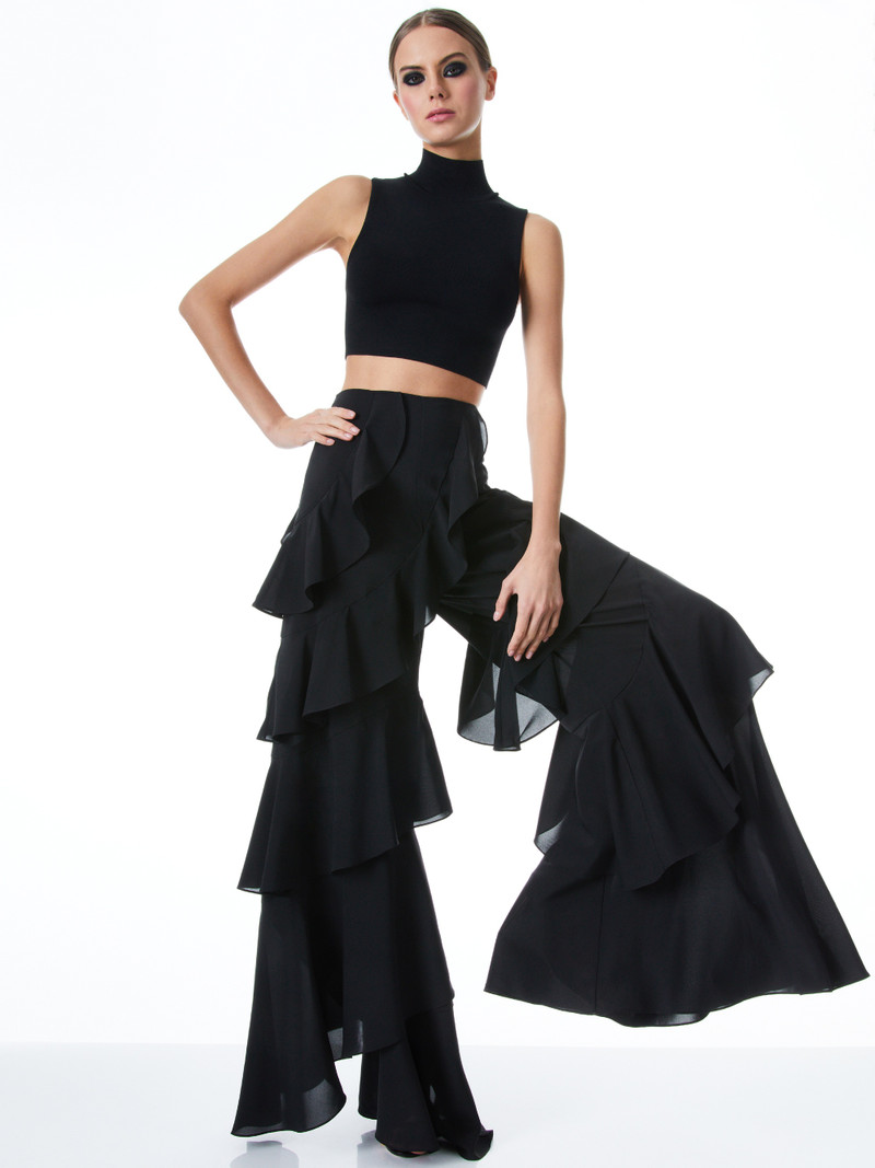 Alice + Olivia LOTUS WIDE LEG RUFFLE PANT outlook