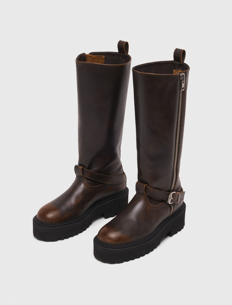 Leather biker boots 4