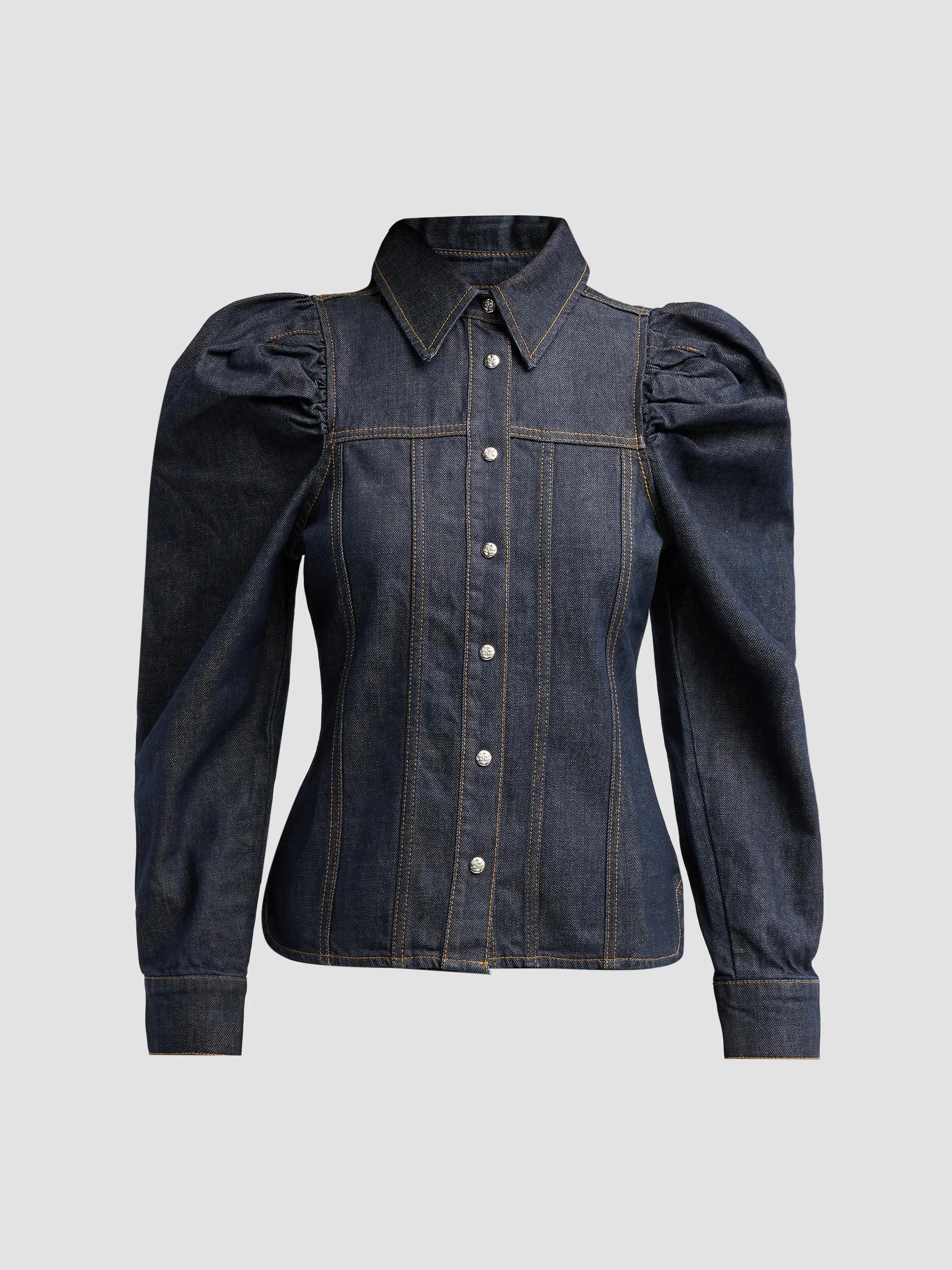 Women's Slub Denim Shirt - Rinse - 1