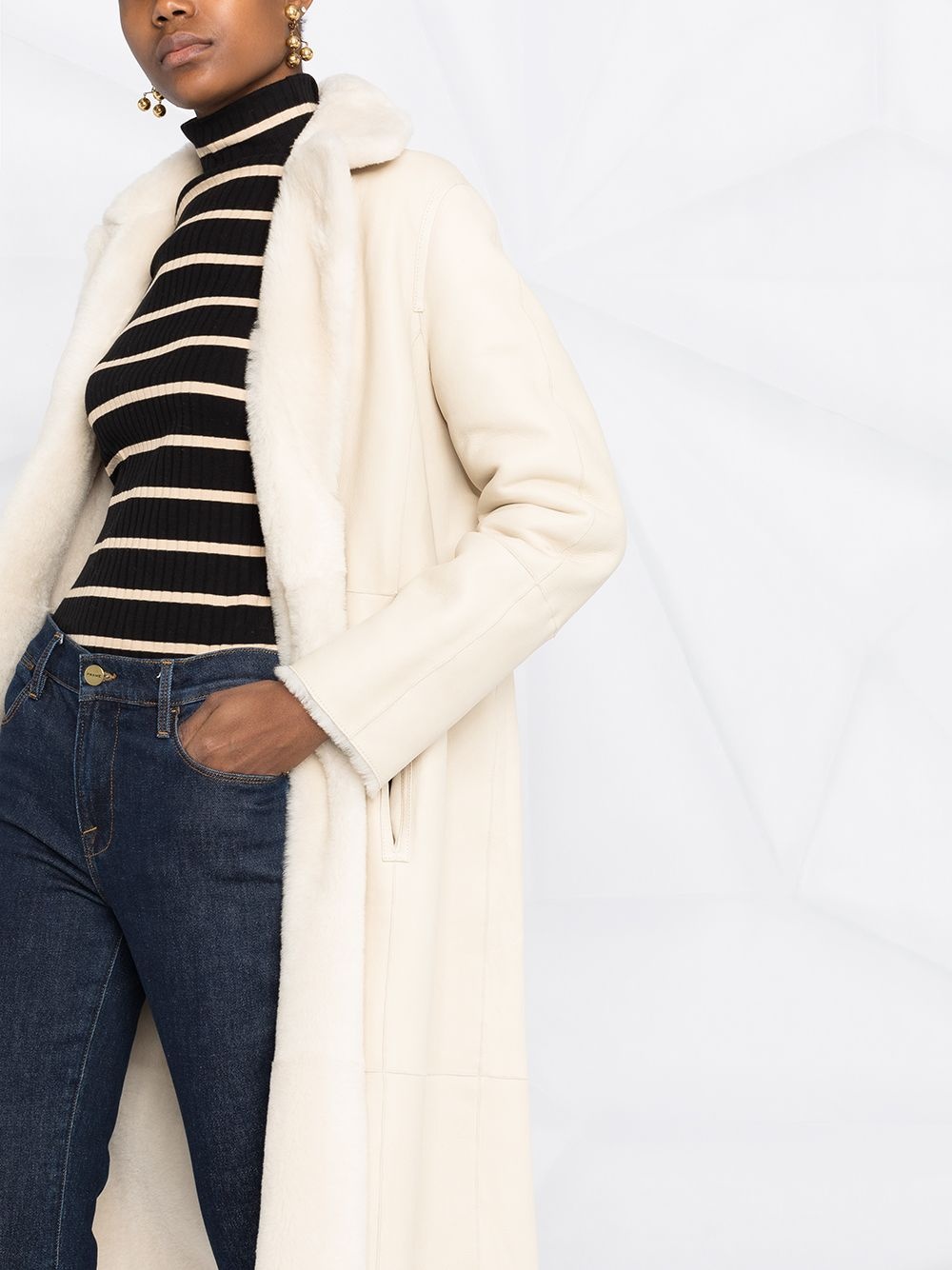 full-length shearling coat - 5