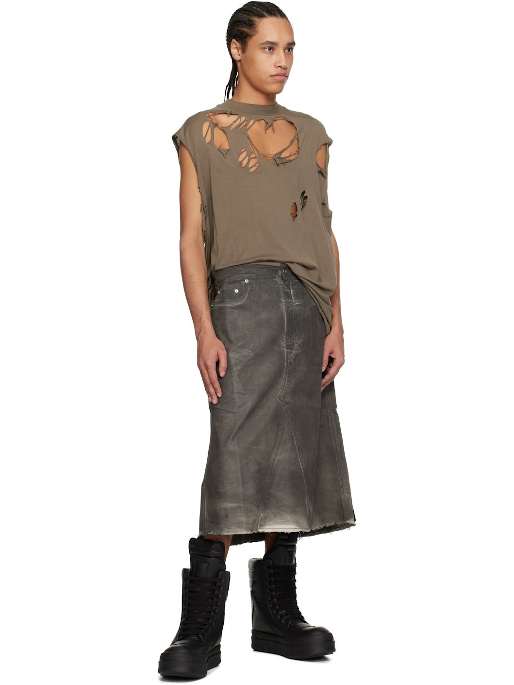 Gray Hollywood Godet Denim Midi Skirt - 5
