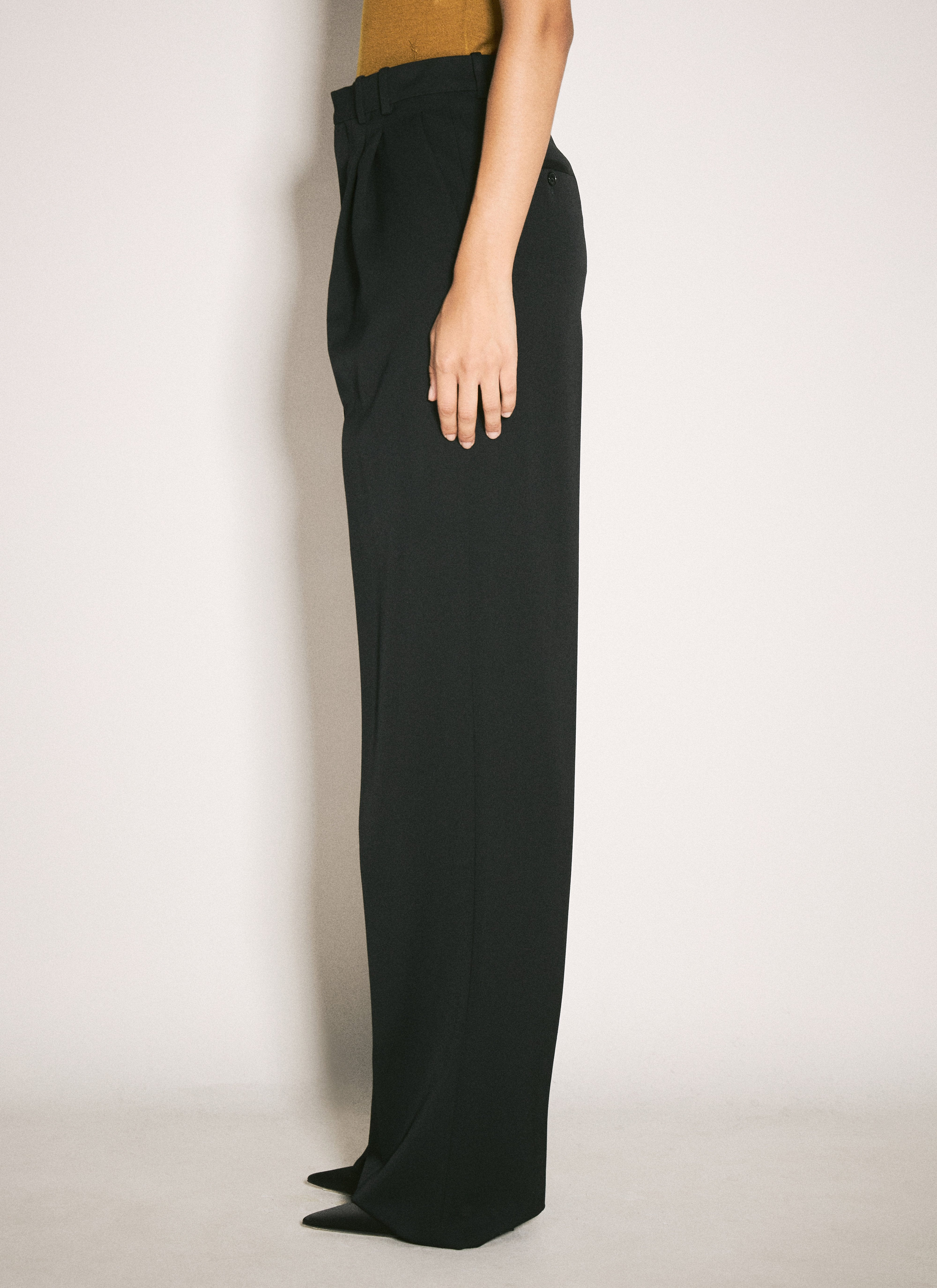 Saint Laurent Women Wide-Leg Wool Pants - 5