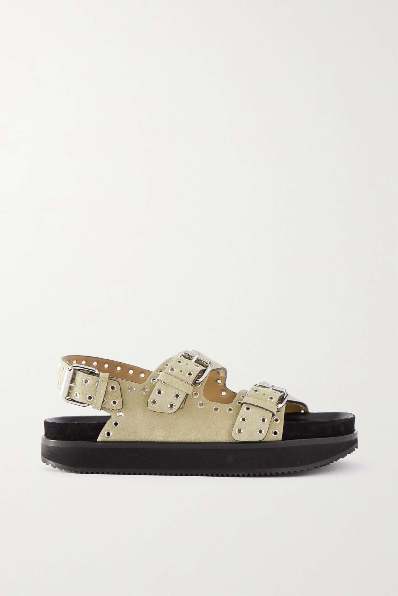 Ophie eyelet-embellished buckled suede sandals - 1