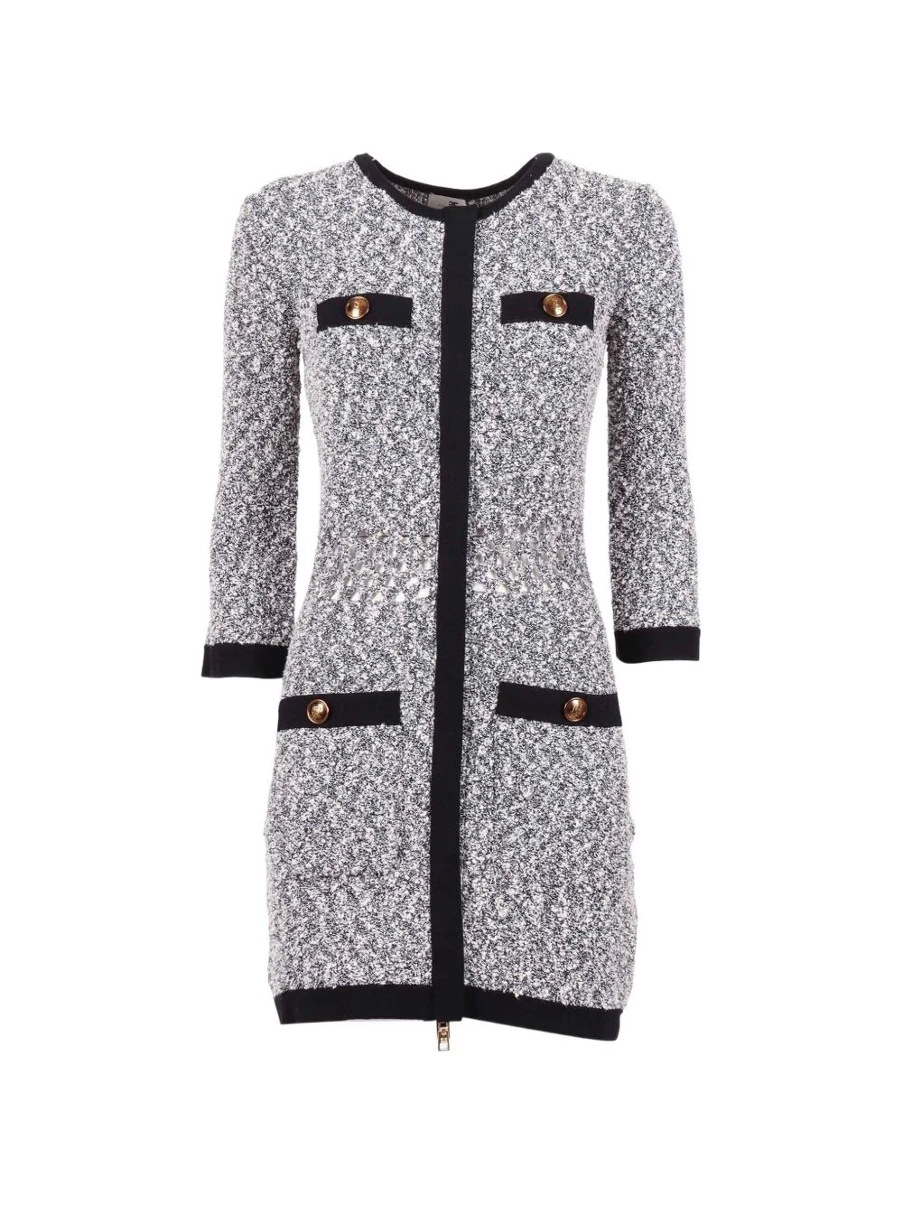 bouclé-knit open-work dress - 1