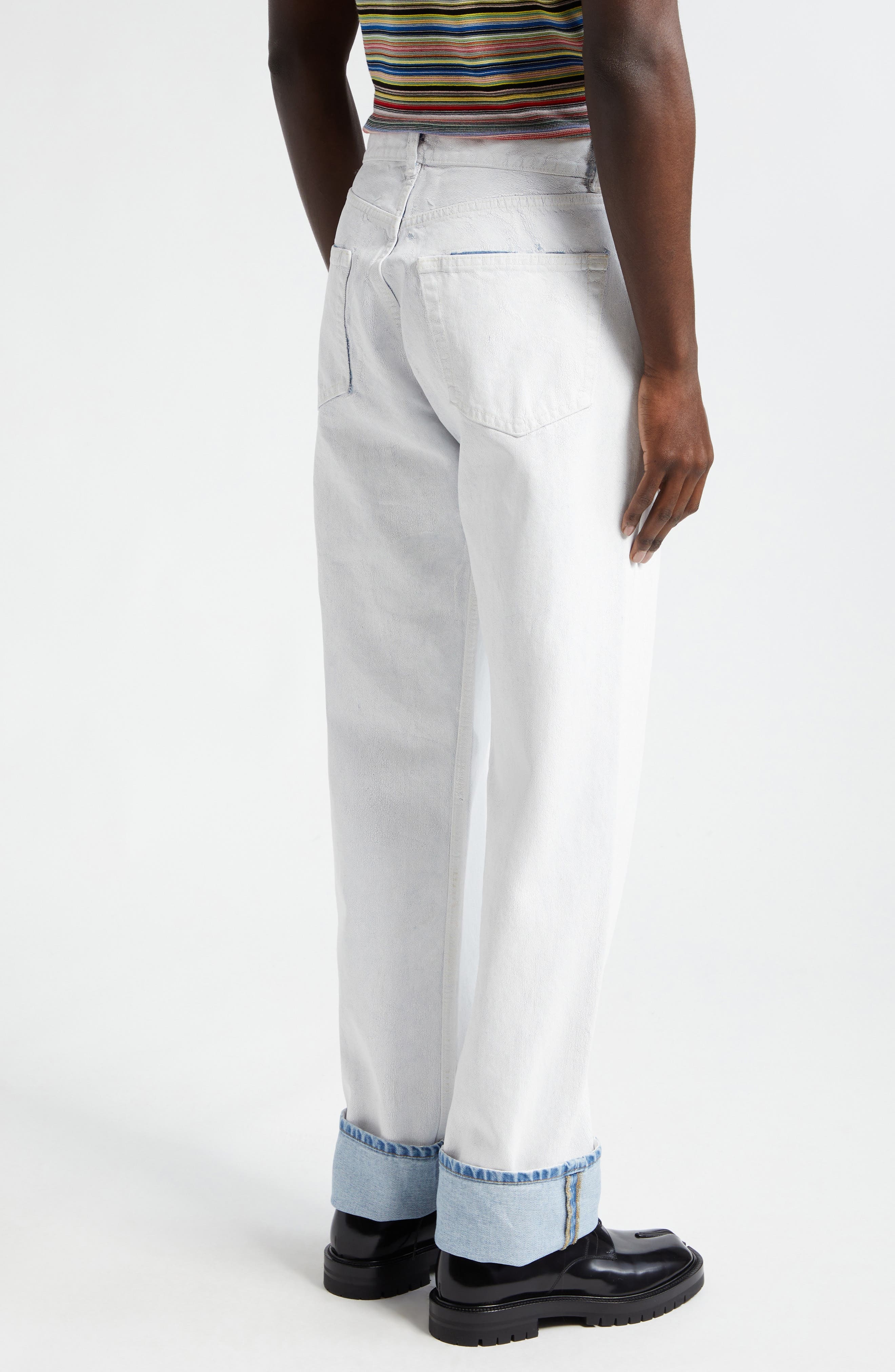 Maison Margiela Bianchetto Hand Painted Denim Jeans in White Paint at Nordstrom - 3