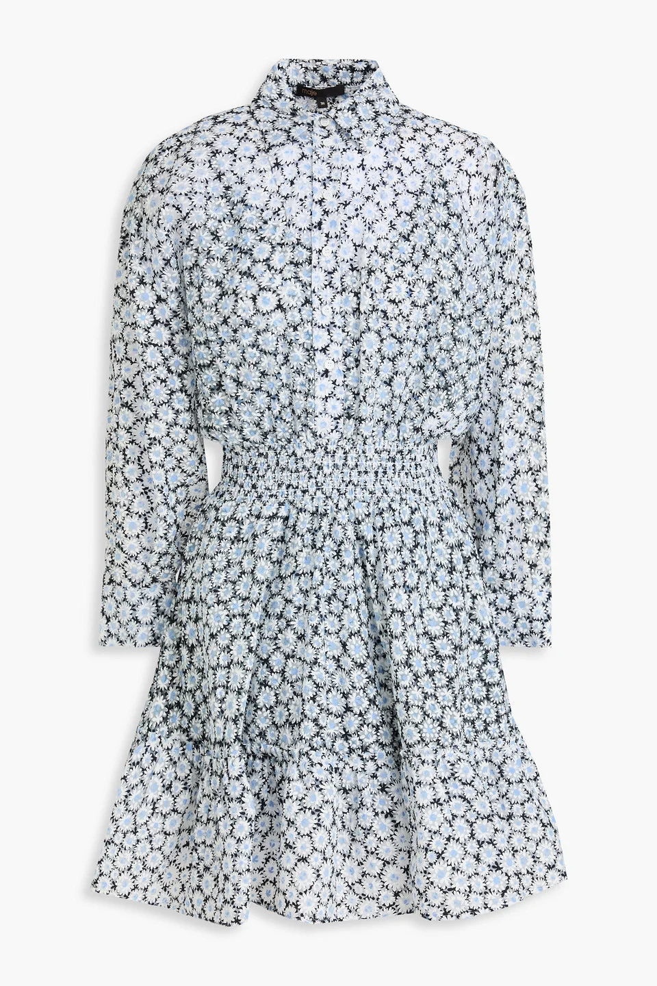 Flared floral-print gauze mini shirt dress - 1