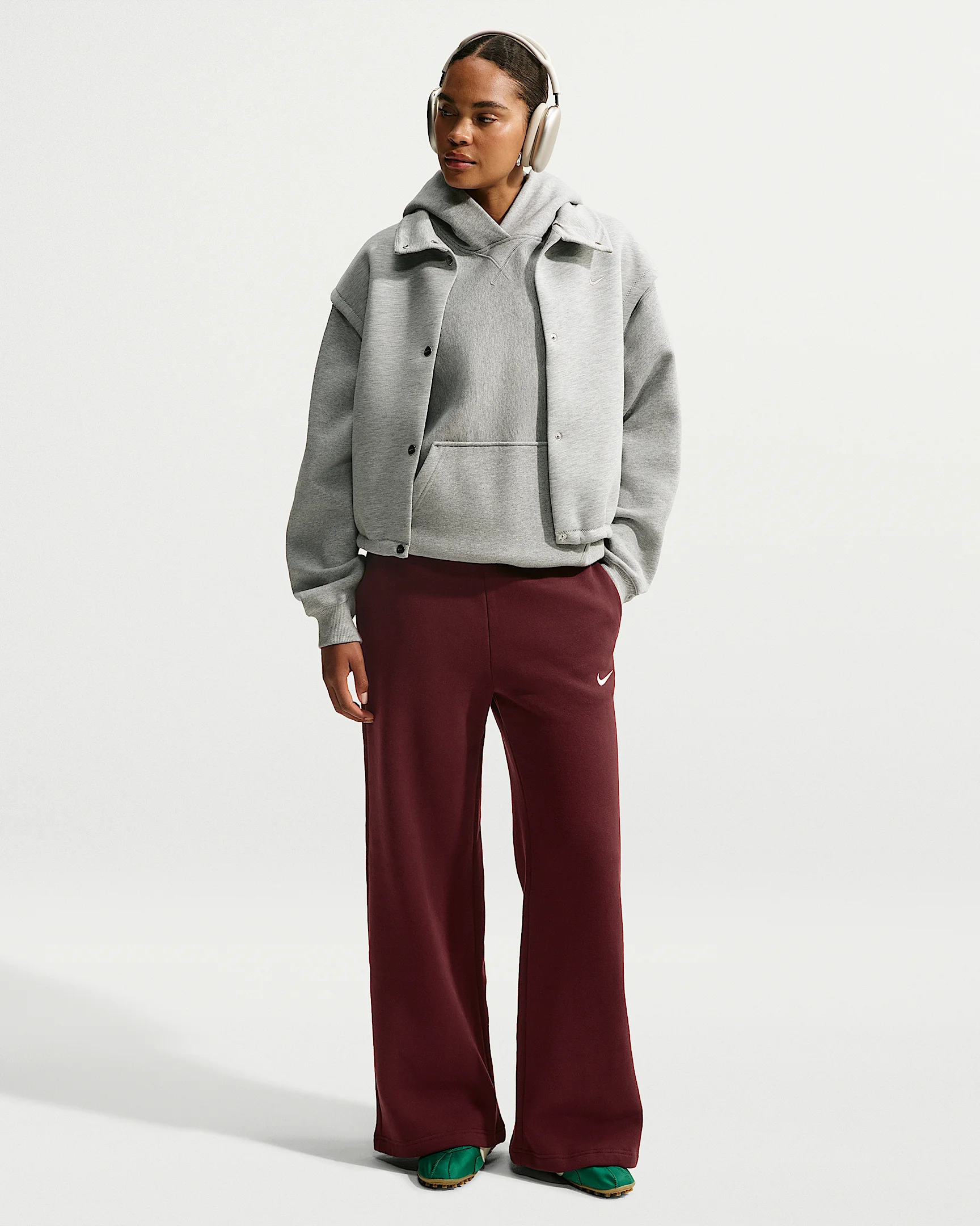 Nike Studio Fleece Medium Weight Women's Mid-Rise Wide-Leg Pants - 1
