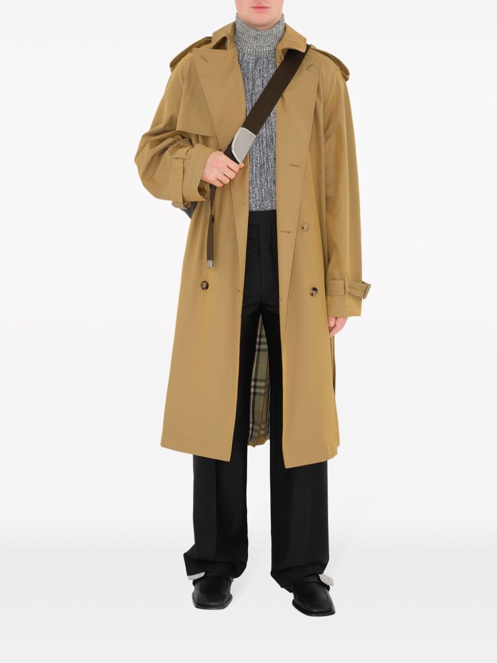 long garbadine trench coat - 2