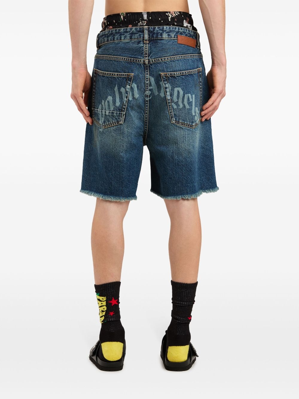 logo-print denim shorts - 5