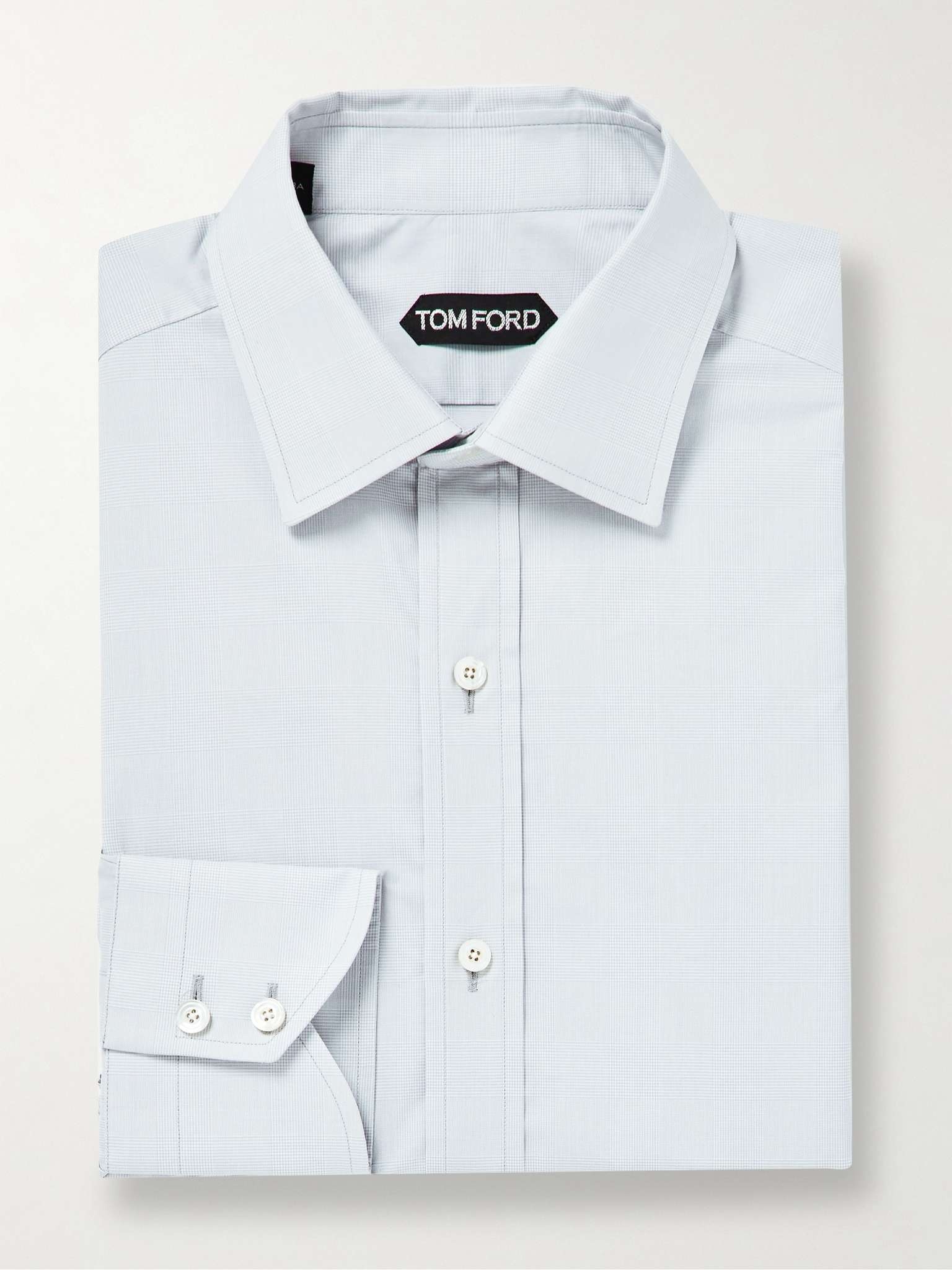 Cutaway-Collar Prince Of Wales Checked Cotton-Poplin Shirt - 1