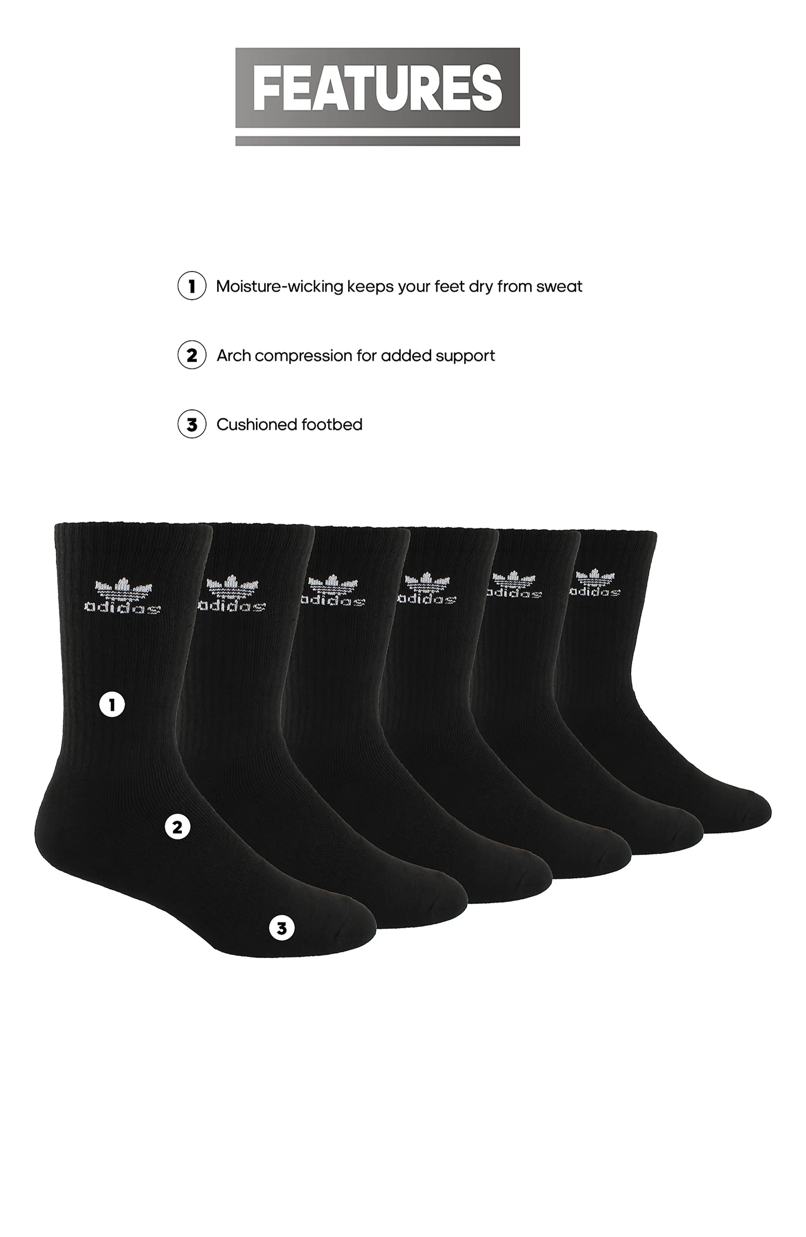 Trefoil 6-Pack Crew Socks - 6