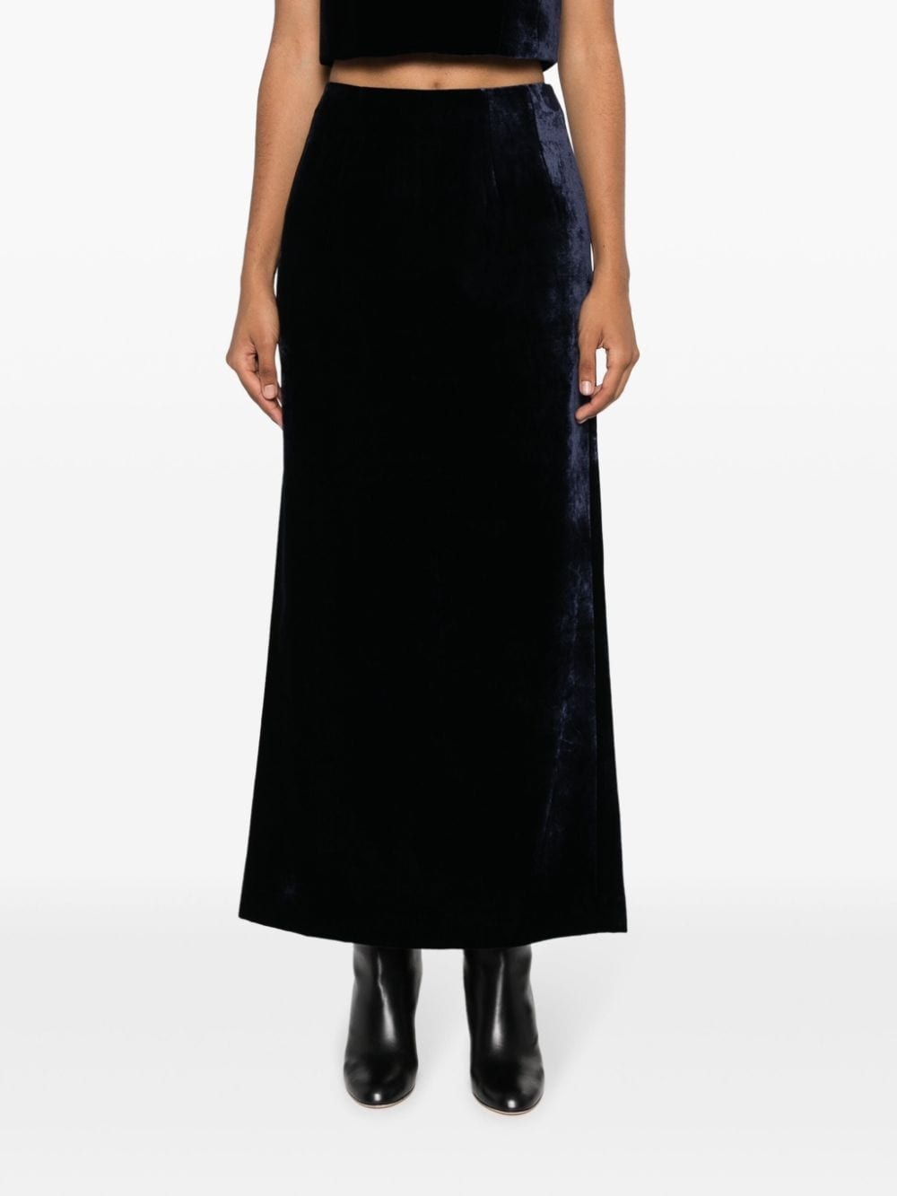 zip-embellished velvet maxi skirt - 3