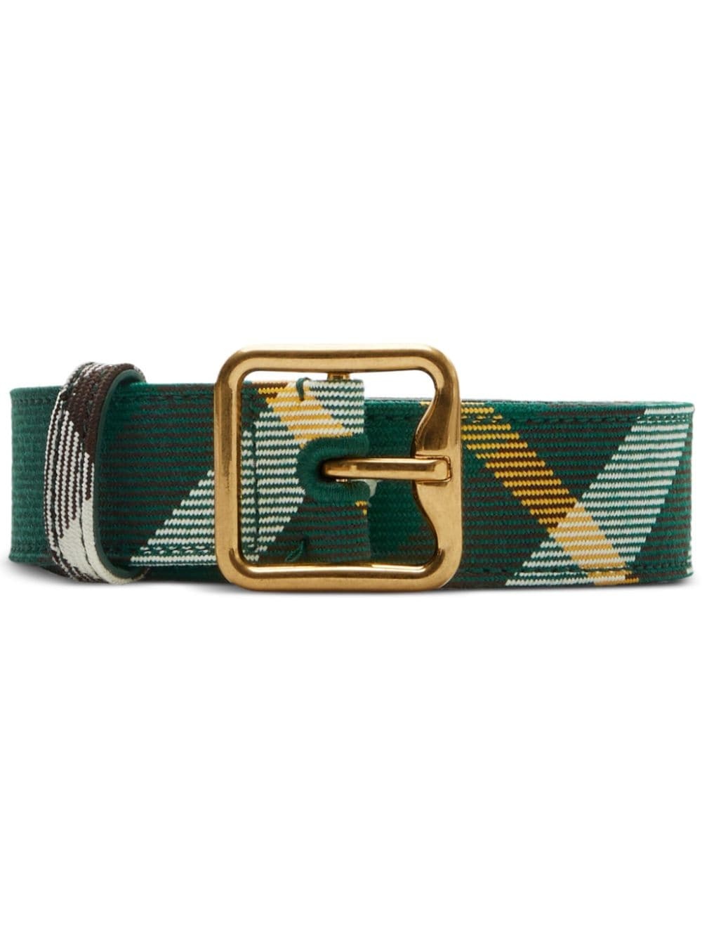 check-pattern buckled belt - 1