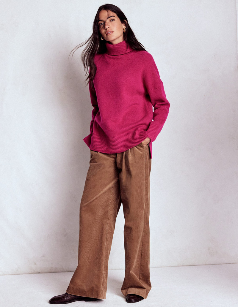Polly Merino Roll Neck Sweater-Sorbet Pink 5