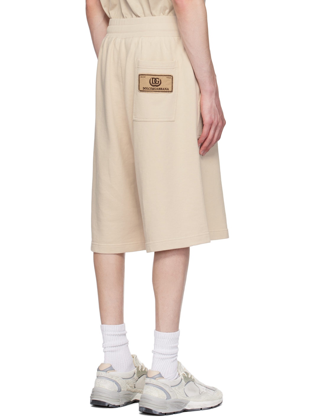 Beige Embroidered-Logo Shorts - 3