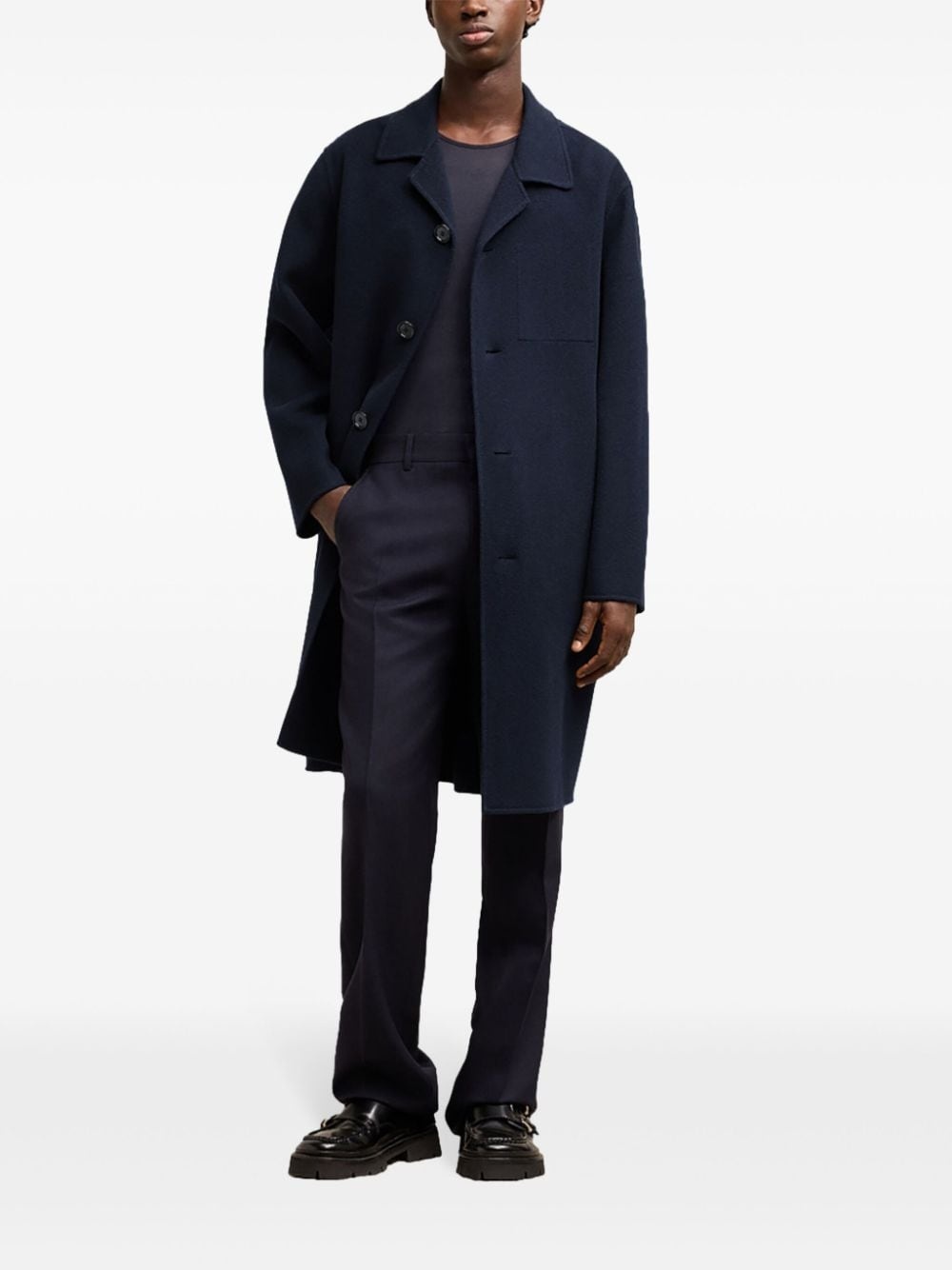 single-breasted felted coat - 2