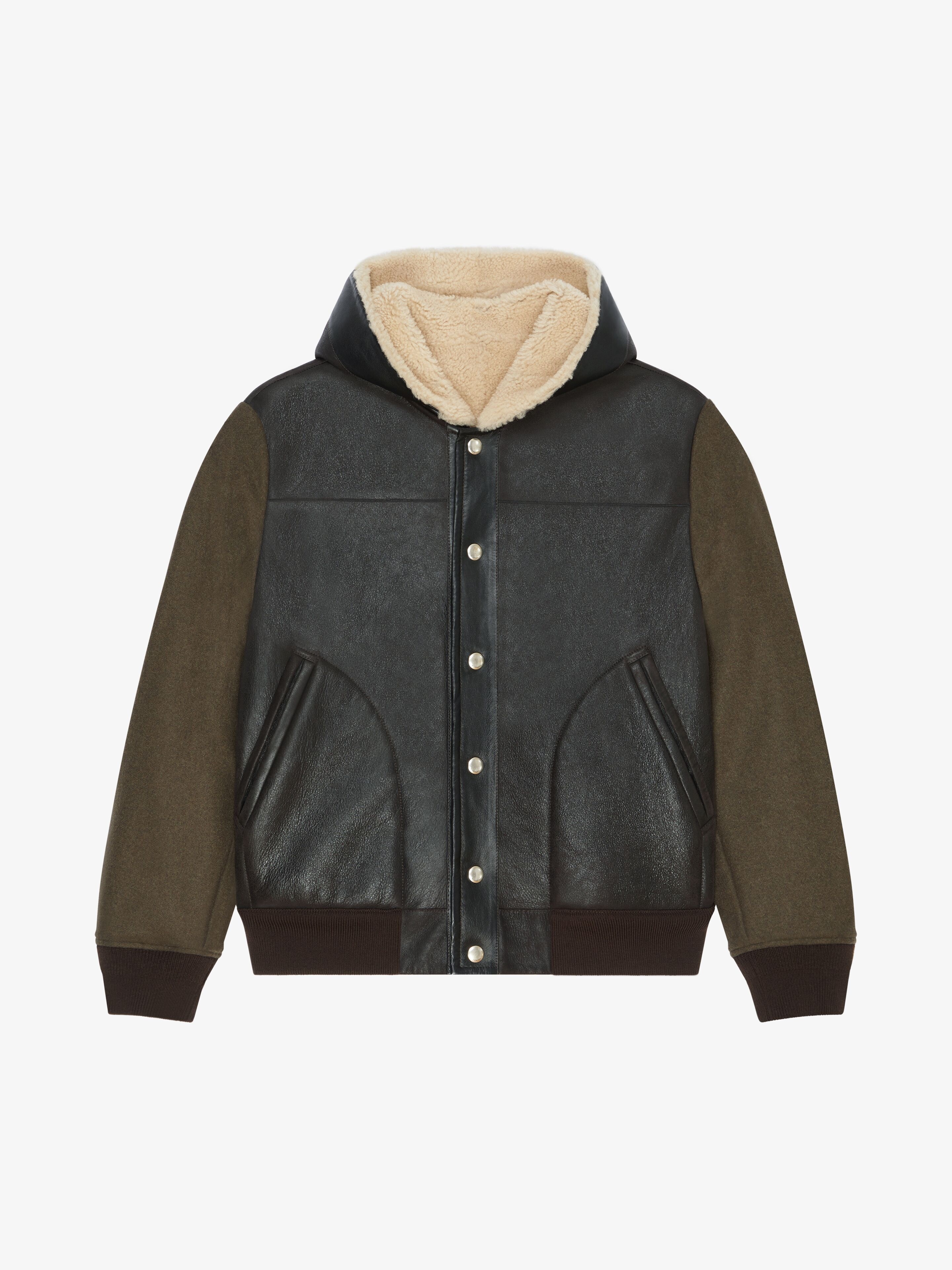 REVERSIBLE VARSITY JACKET IN LEATHER AND SHEARLING - 5