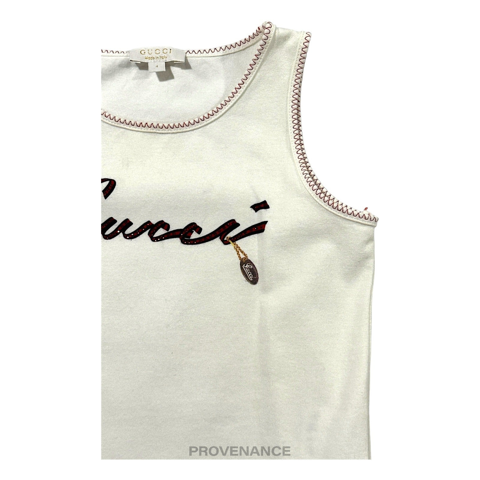 Gucci Children Logo Tank Top - White Red Sequin - 3