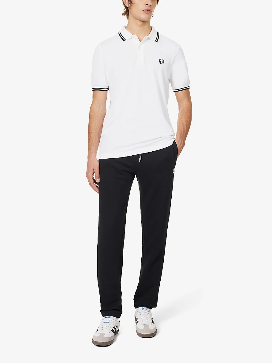 Logo-embroidered contrast-trim cotton-jersey jogging bottoms - 2