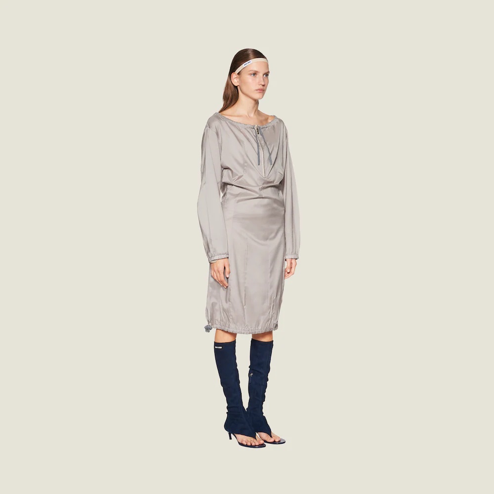 Long-sleeved technical silk dress - 5