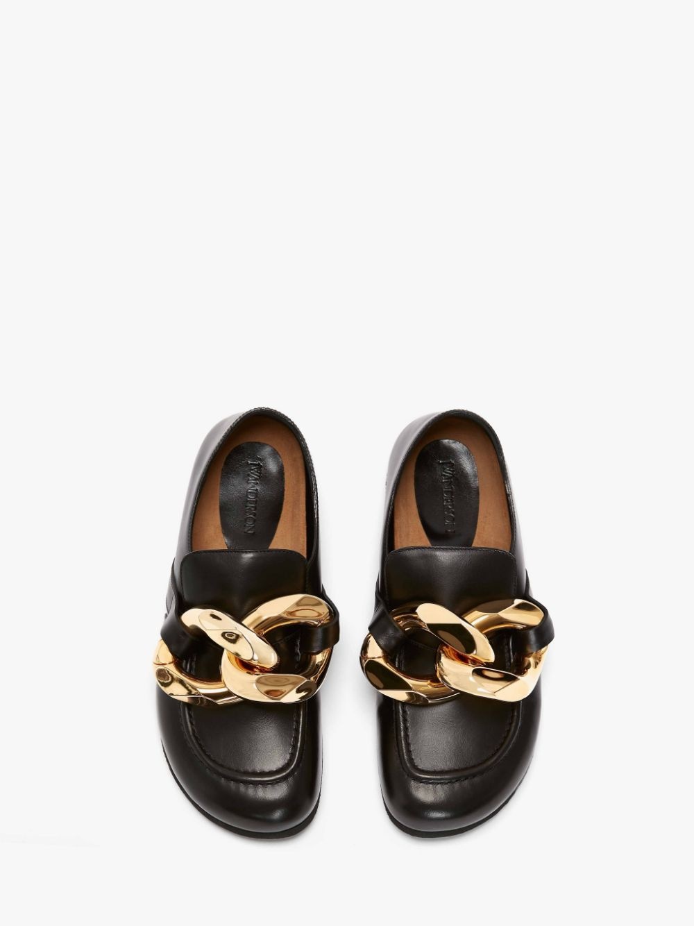 CLOSED BACK LEATHER CHAIN LOAFERS - 4