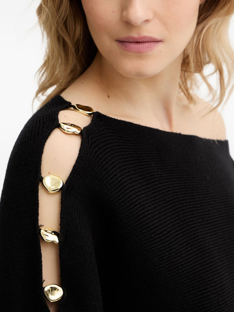 off-the-shoulder button-detail sweater 4