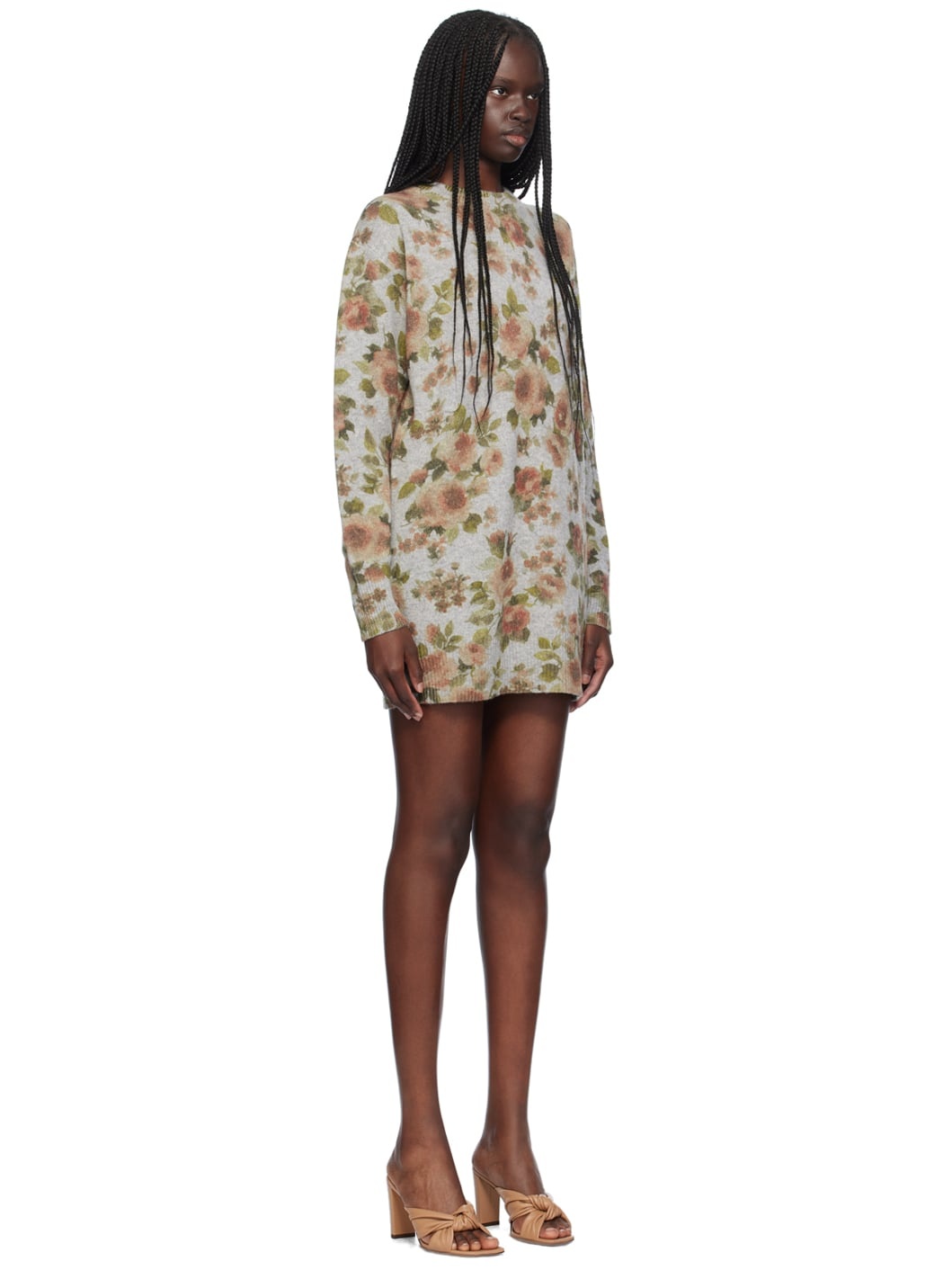 Gray & Green Floral Minidress - 2