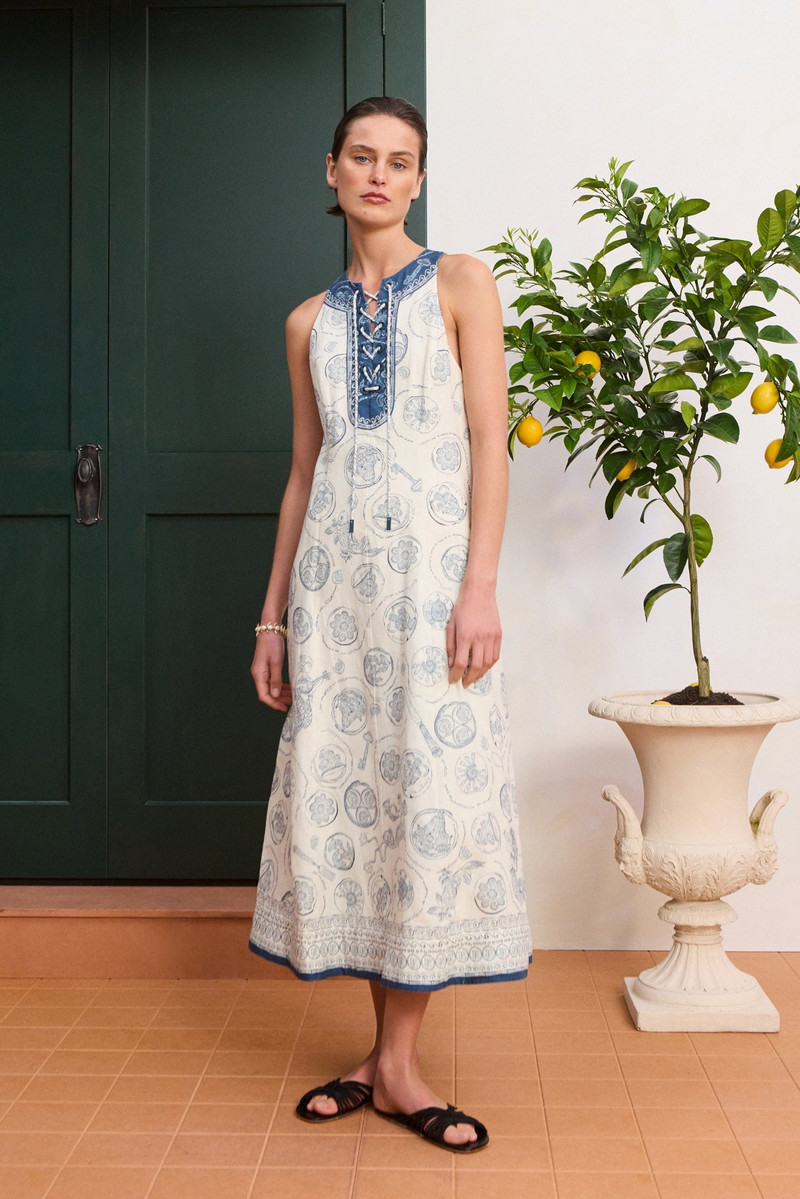 ALÉMAIS Lucky Lace Up Midi Dress outlook