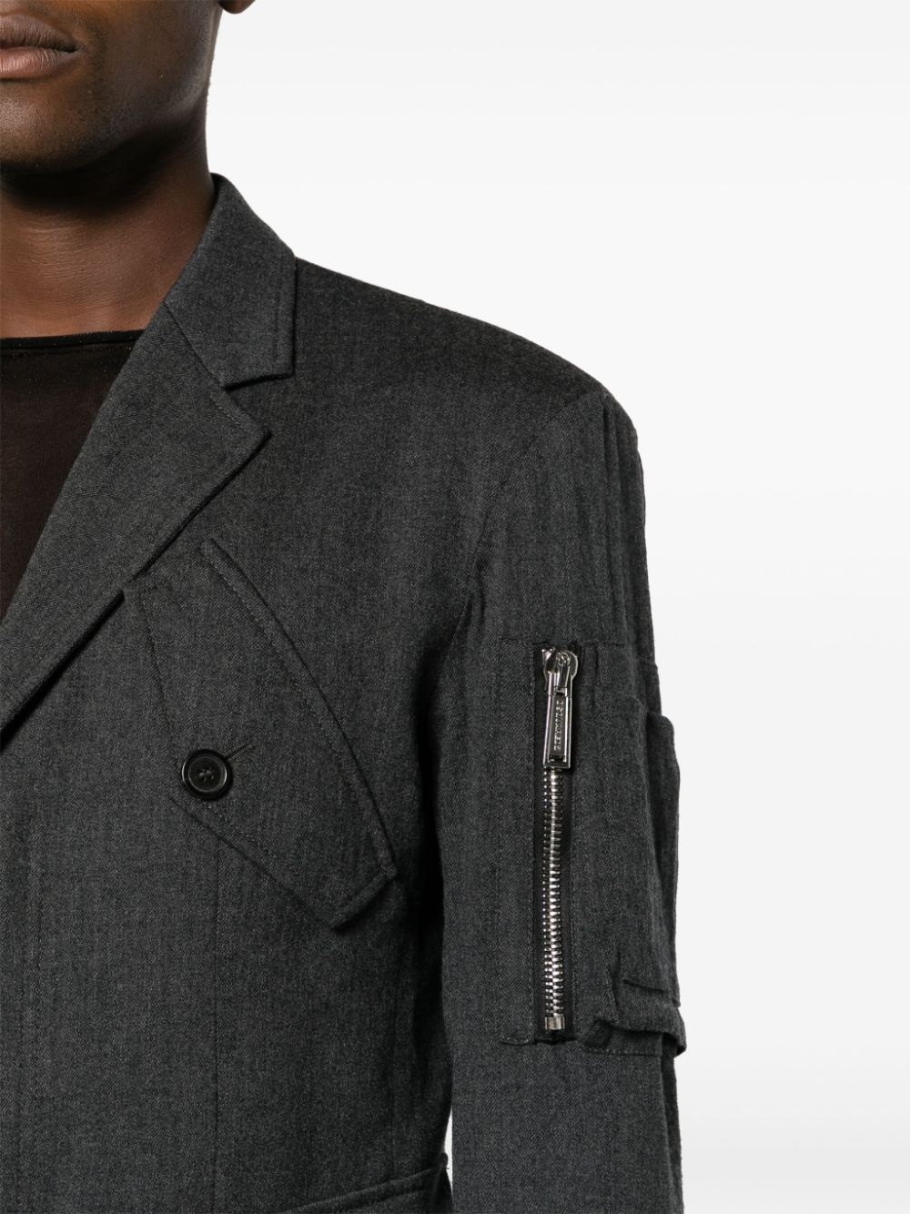 multiple-pocket single-breasted blazer - 5