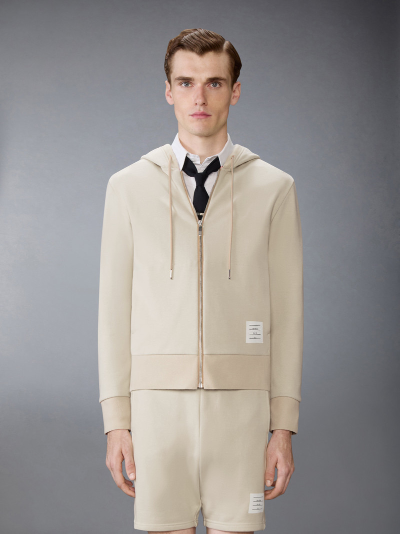 Thom Browne LOOPBACK JERSEY 4-BAR ZIP UP HOODIE outlook