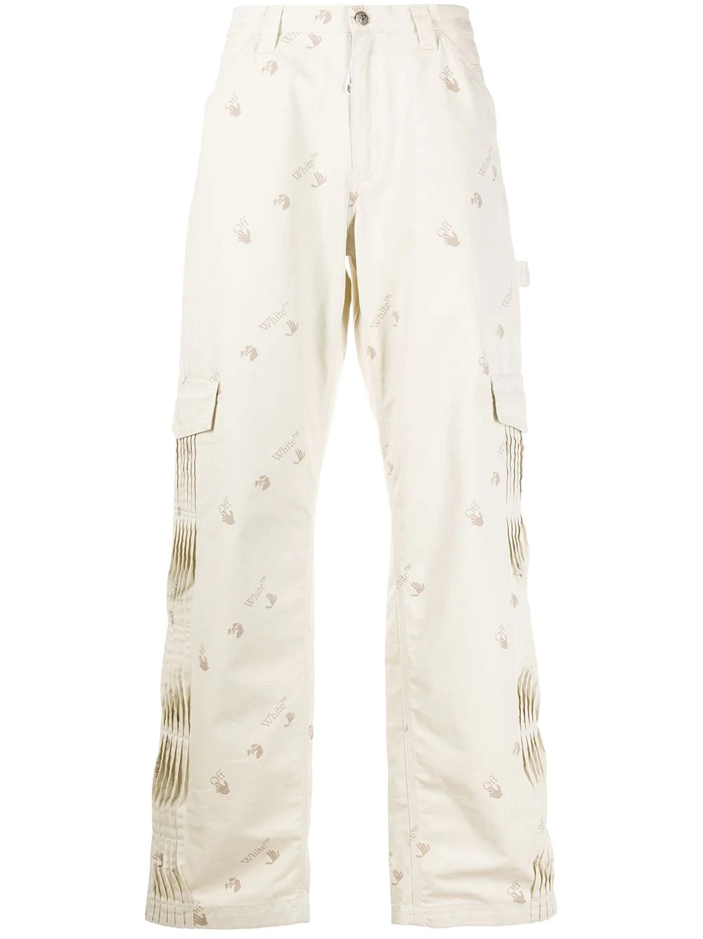 pleated logo print cargo pants - 1