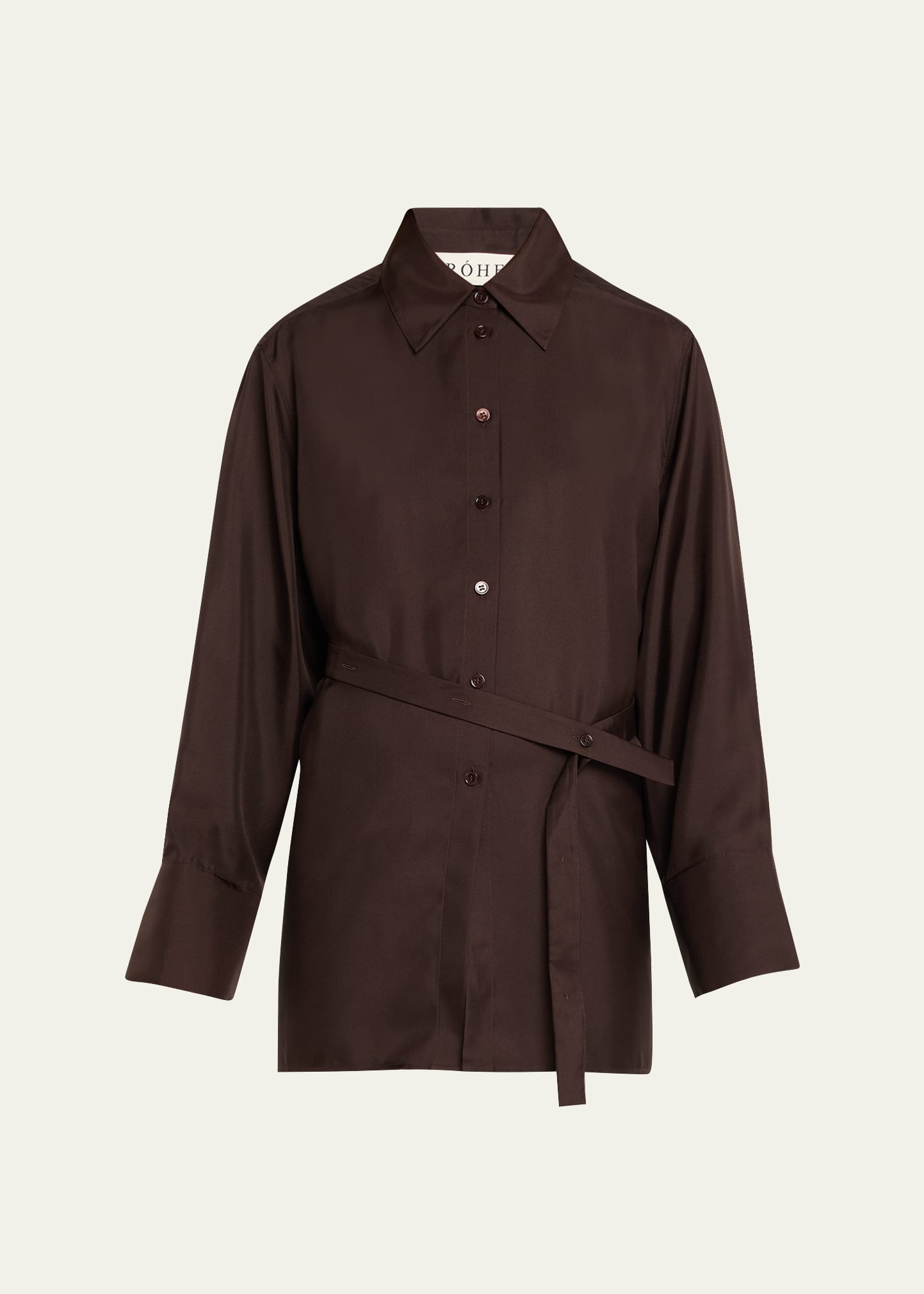 Long-Sleeve Deconstructed Silk Shirt - 1