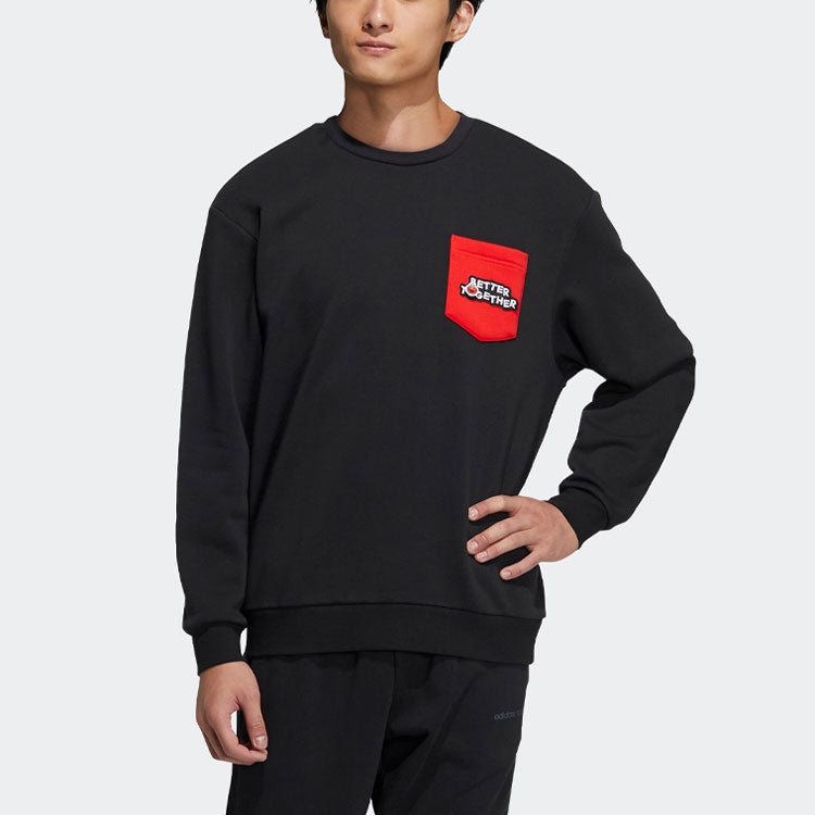 adidas neo x SESAME STREET Crossover Contrasting Colors Pocket Sports Round Neck Pullover Black HD72 - 2