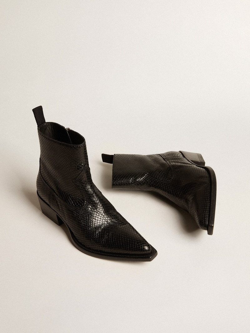 Golden Goose Low Debbie boots in black snake-print leather outlook