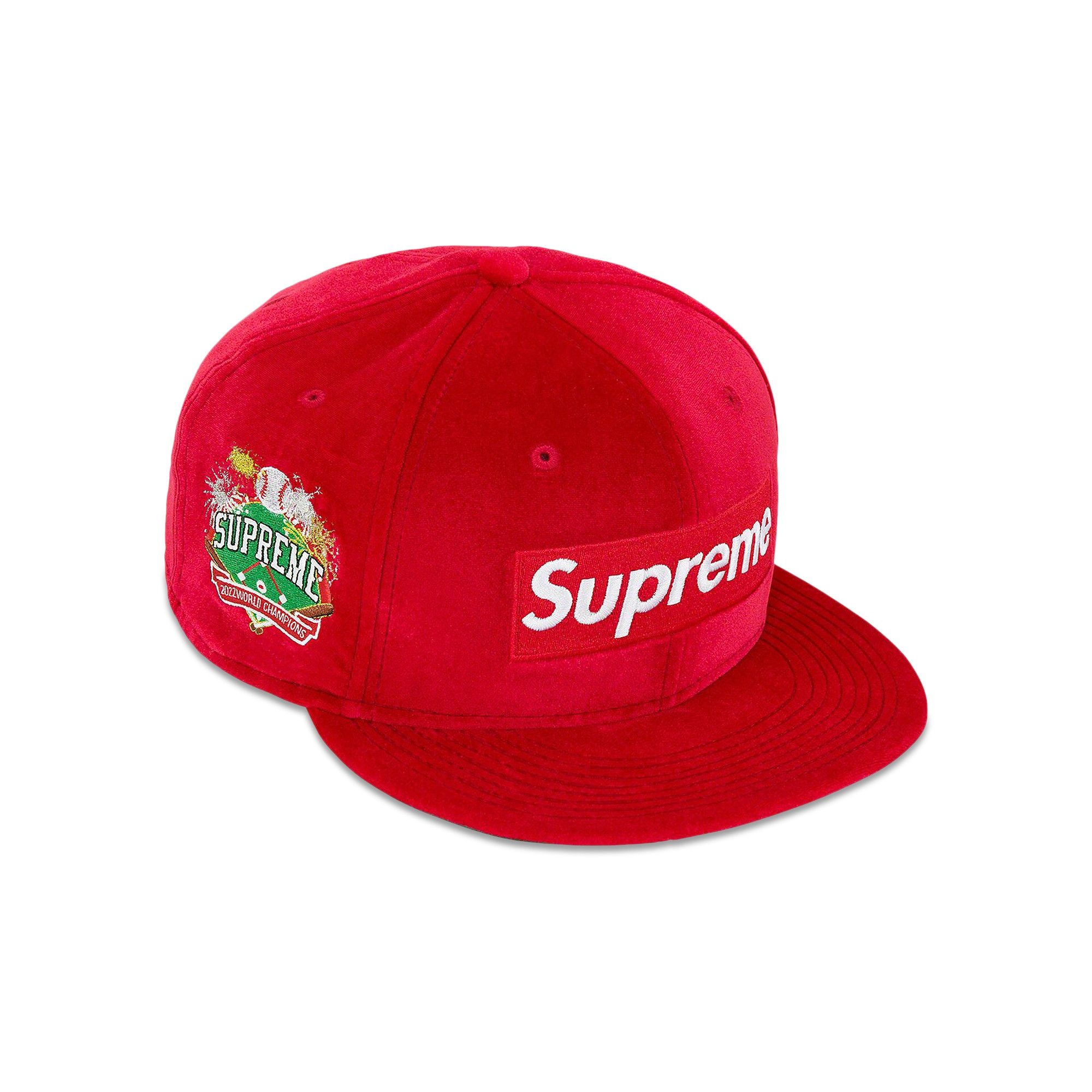 Supreme Velour Box Logo New Era 'Red' - 1