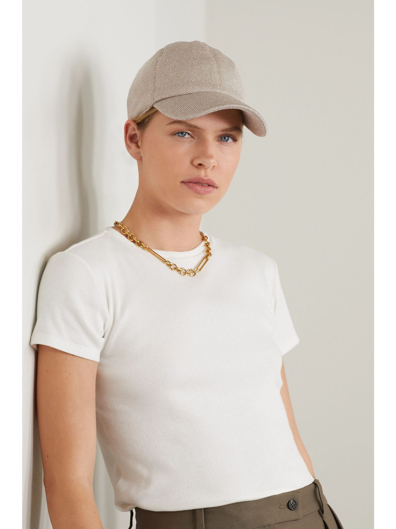 The Row Caspian silk-piqué baseball cap Beige outlook