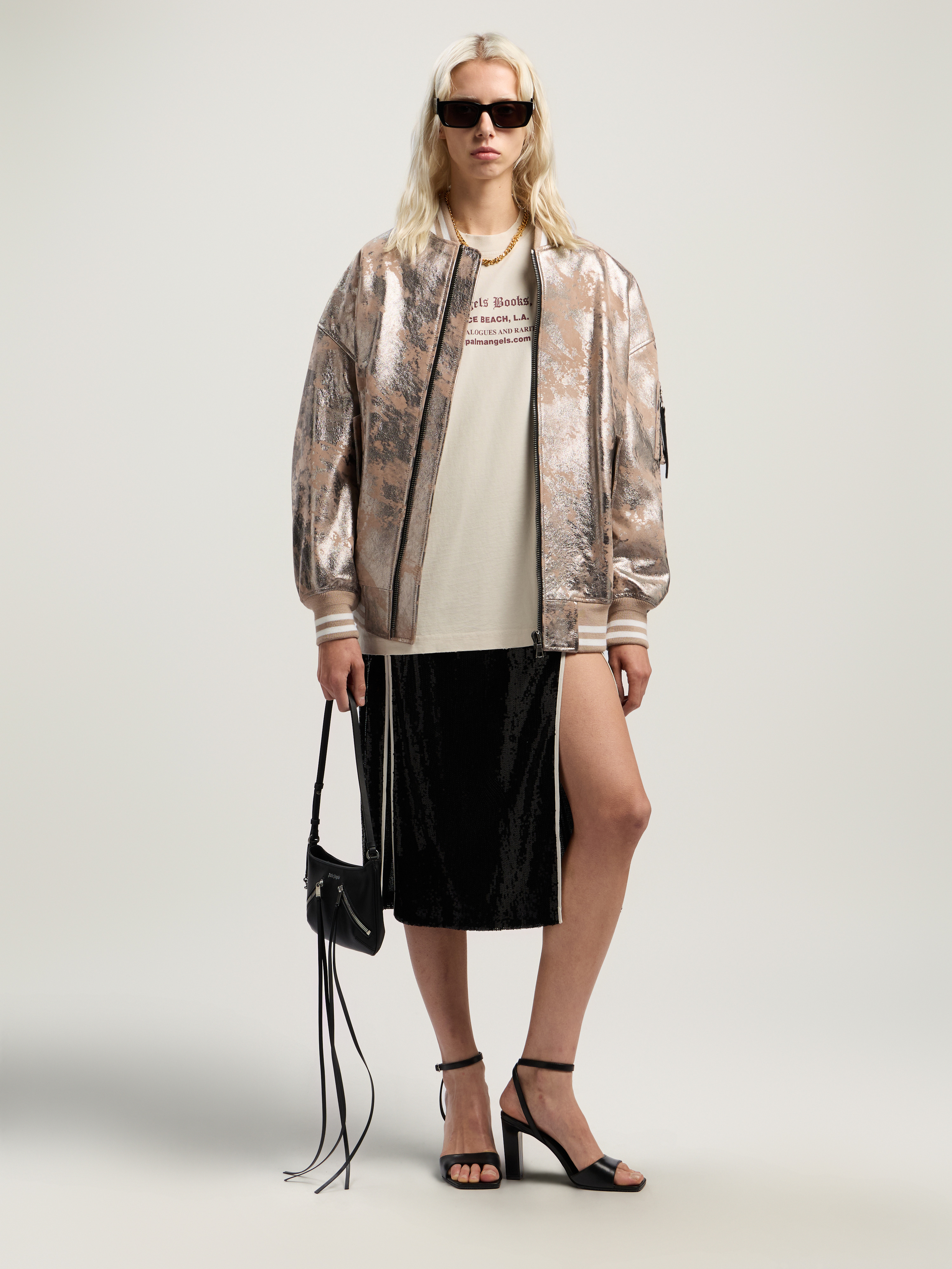 Laminated Leather Bomber Jacket - 1