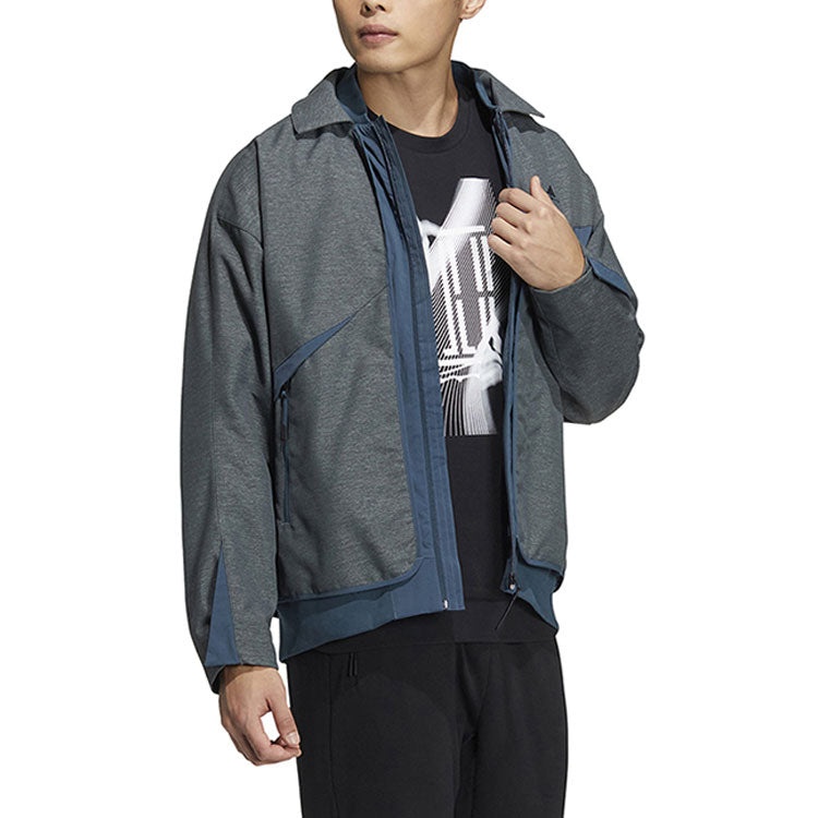 adidas WUJI Sports Casual Stitching Windproof Jackets 'Grey Teal' HY5846 - 4