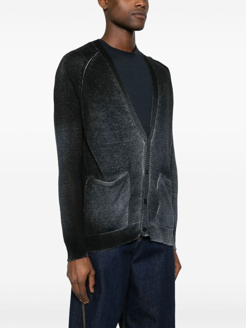 washed linen cardigan - 3
