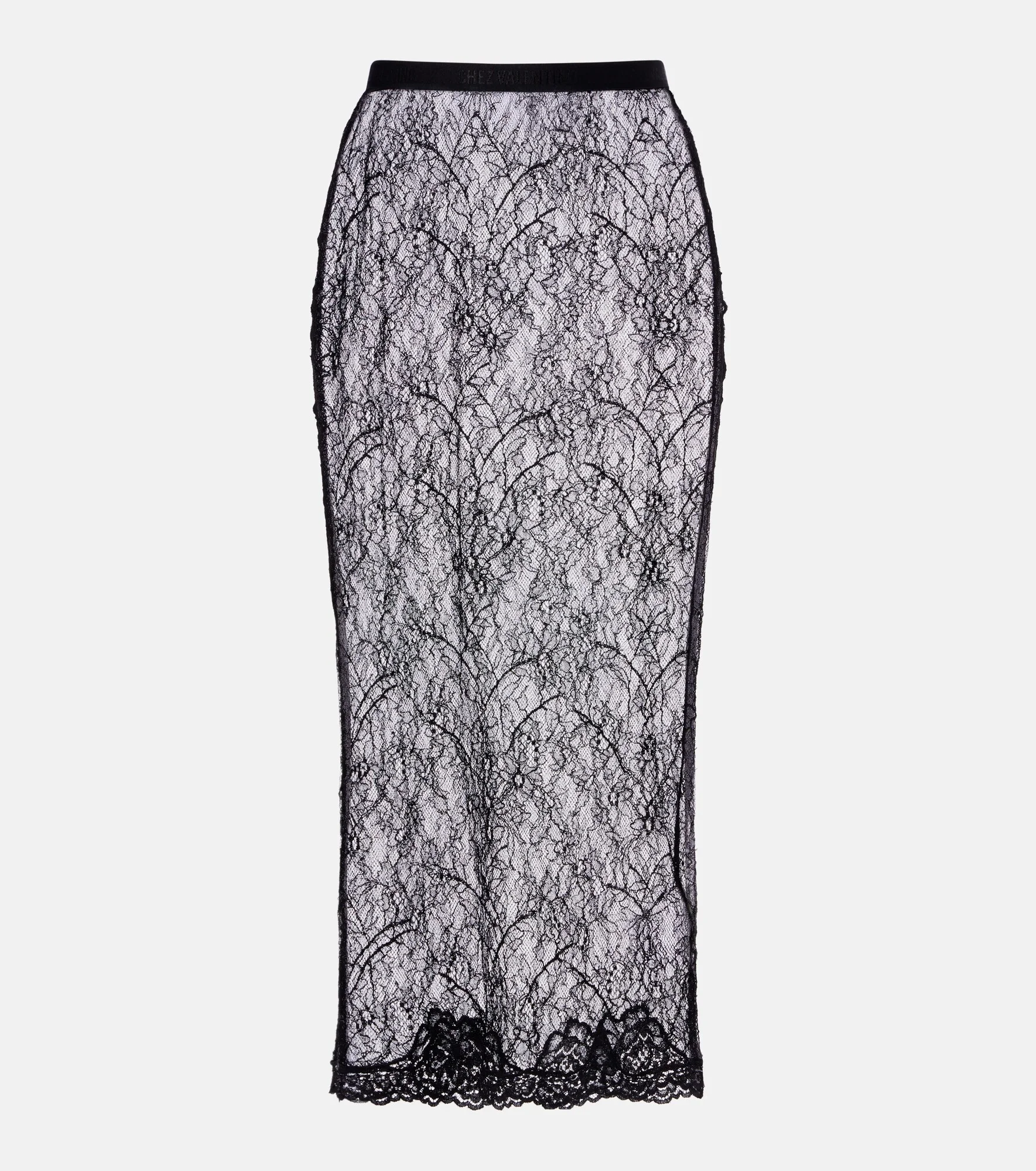 Floral sheer lace midi skirt - 1