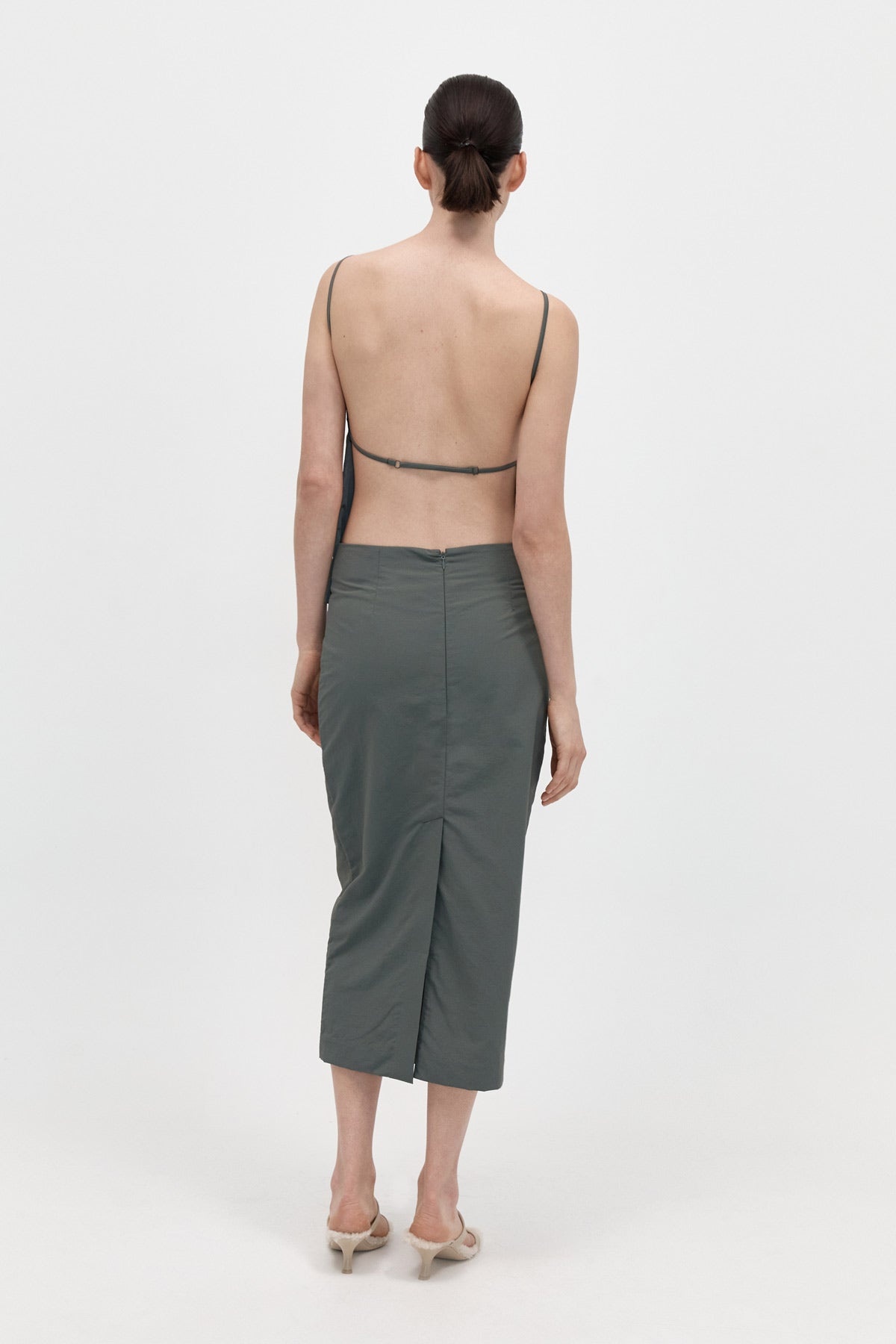 Low Waist Pencil Skirt - Thyme - 2