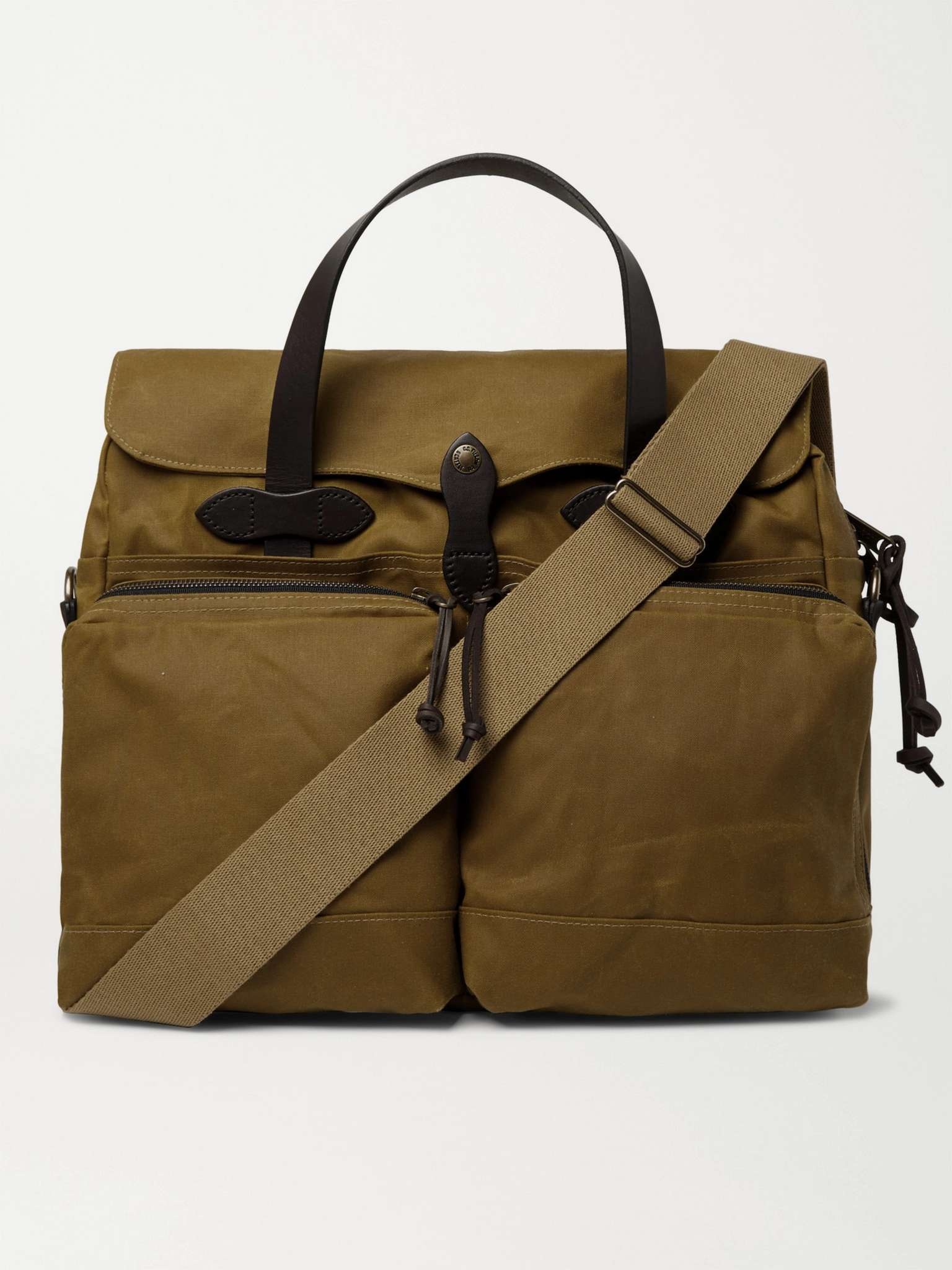 24-Hour Leather-Trimmed Coated-Canvas Briefcase - 1