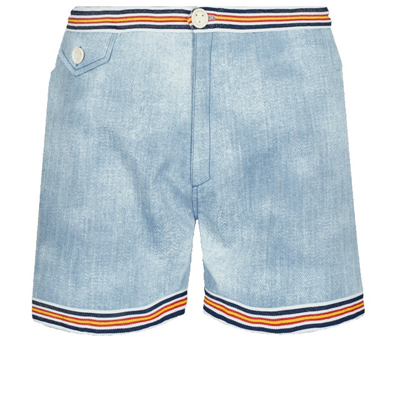 Men Swim Trunks 빈티지 1973 인쇄 데님 - 1