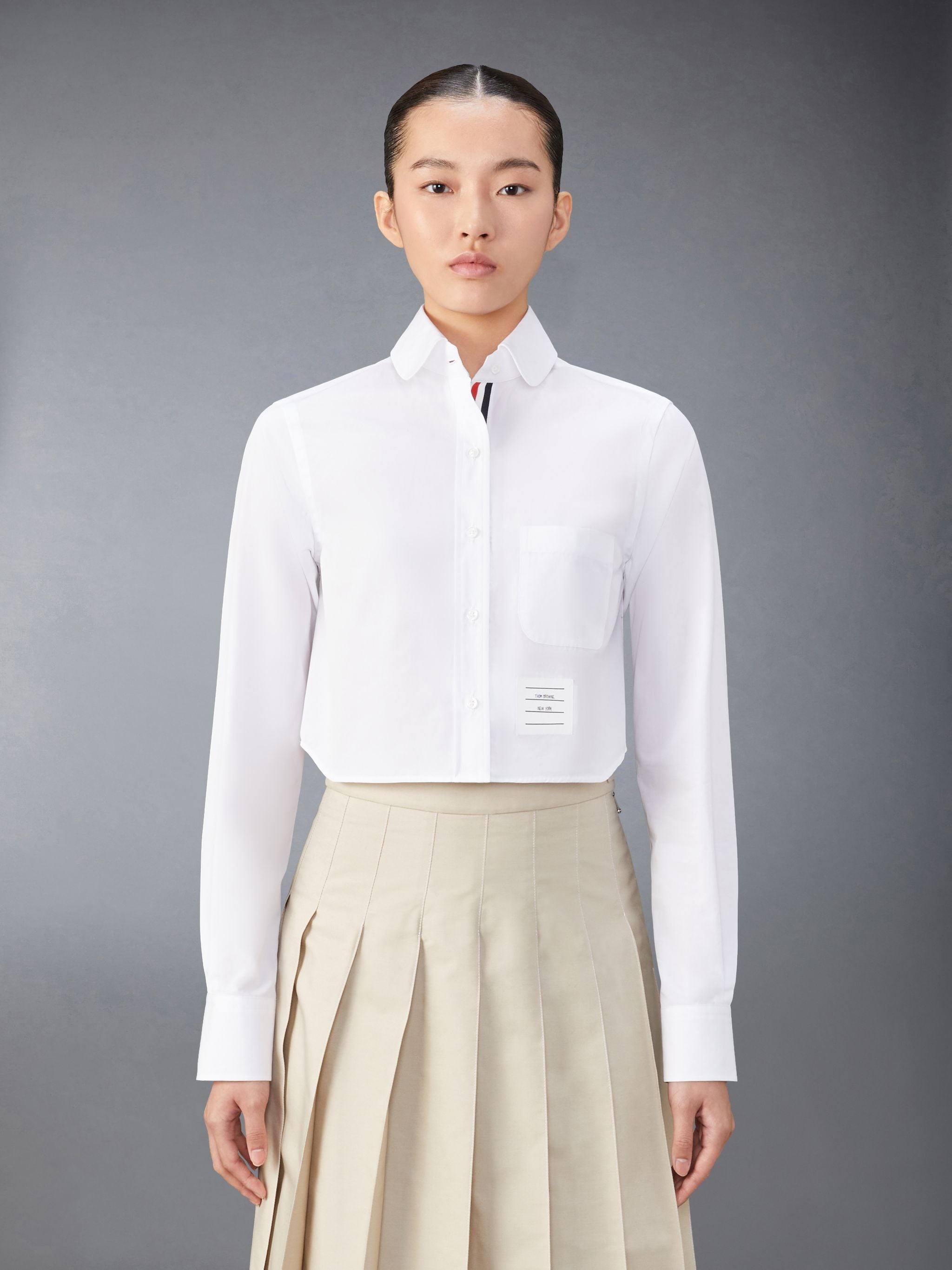 Poplin Classic Round Collar Cropped Shirt - 1