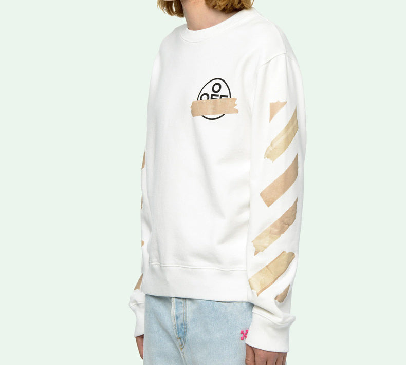 Off-White Tap Arrows Mens Logo Long Sleeve Round Neck Sweater Tape OMBA025R20E300020148 - 4